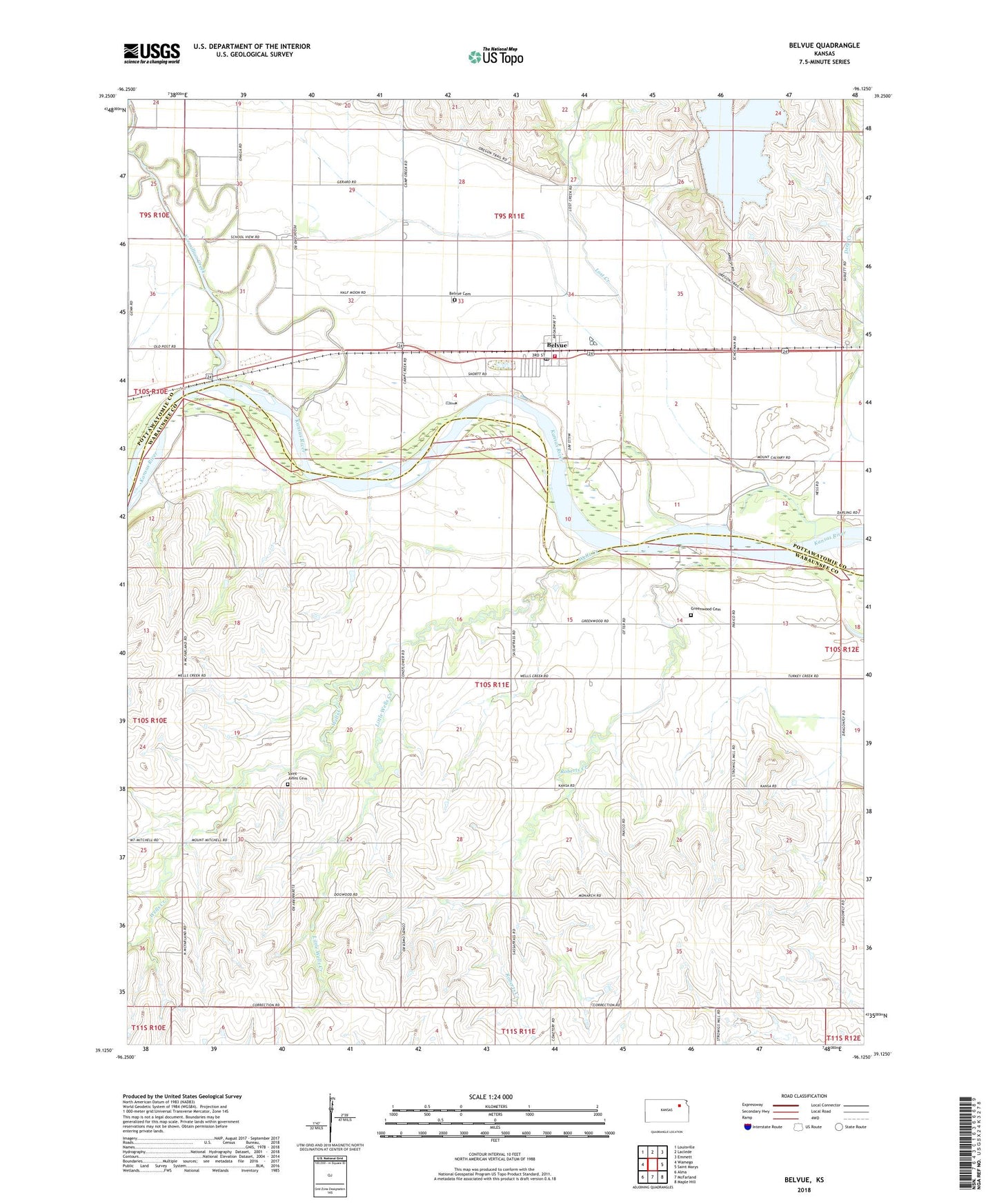 Belvue Kansas US Topo Map Image