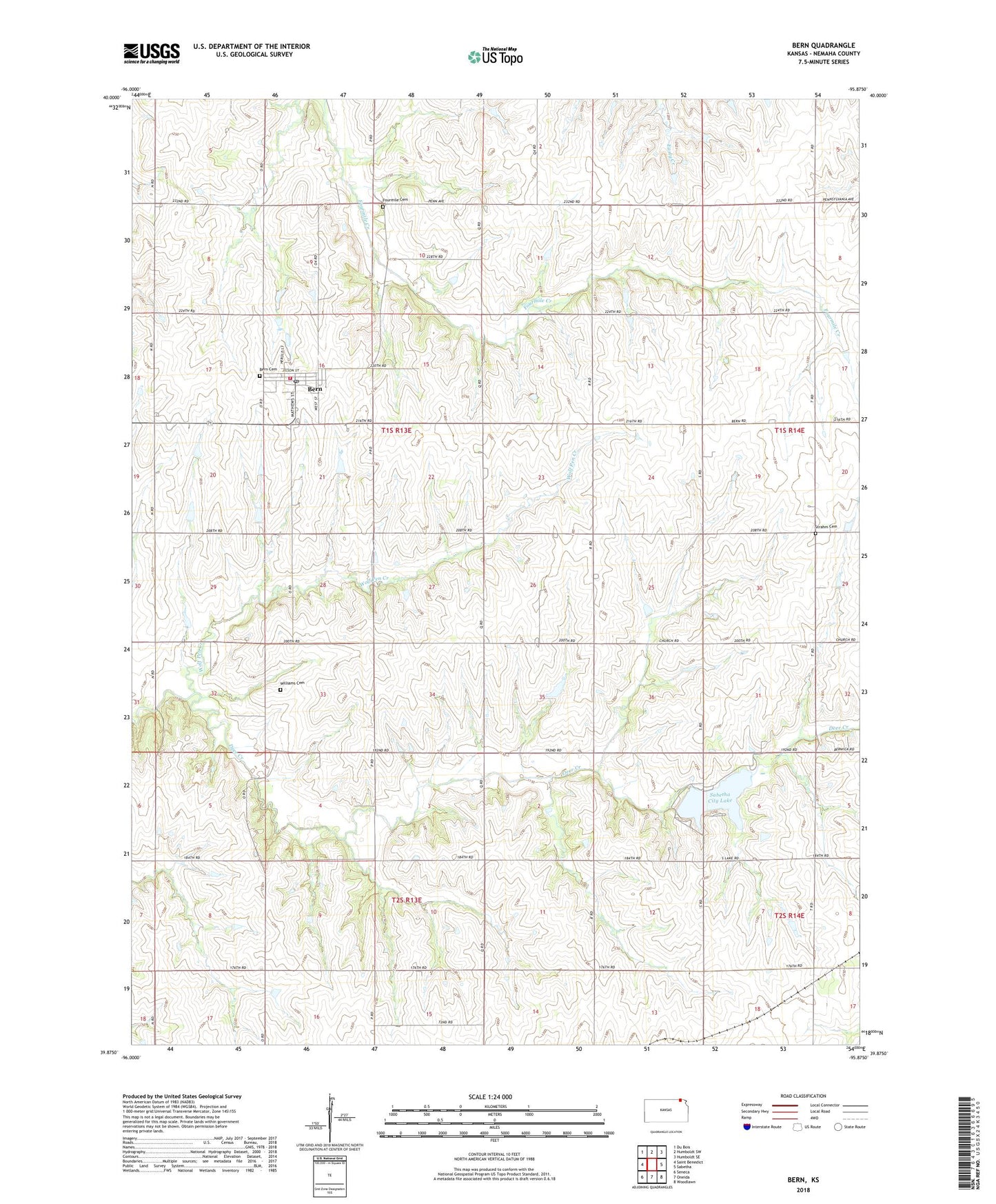 Bern Kansas US Topo Map Image