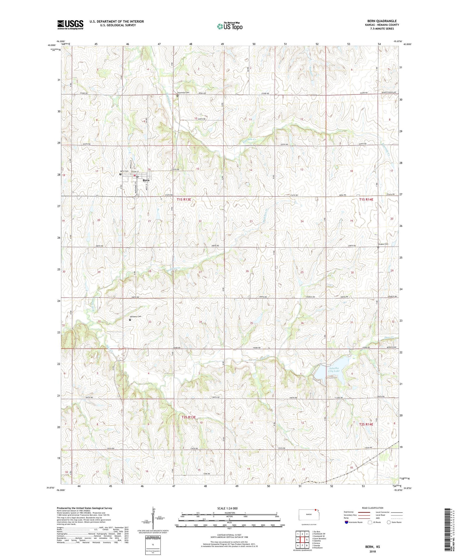 Bern Kansas US Topo Map Image