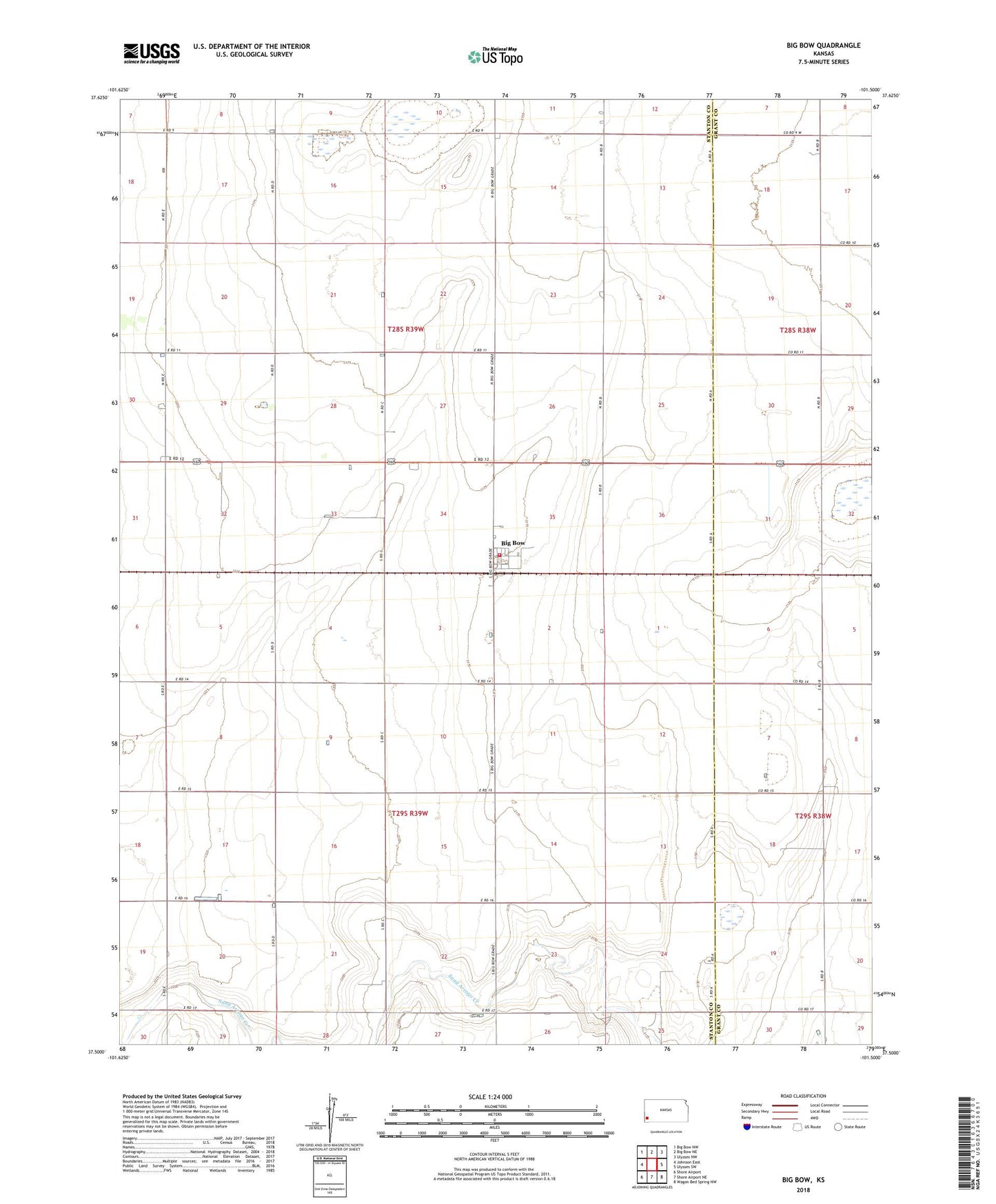 Big Bow Kansas US Topo Map Image