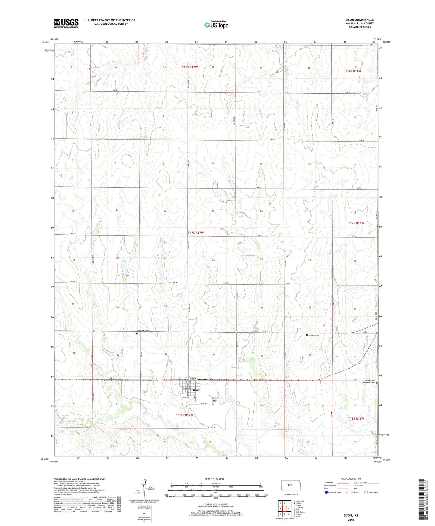 Bison Kansas US Topo Map Image