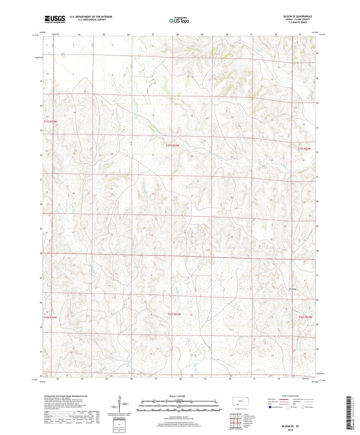 Bloom SE Kansas US Topo Map Image
