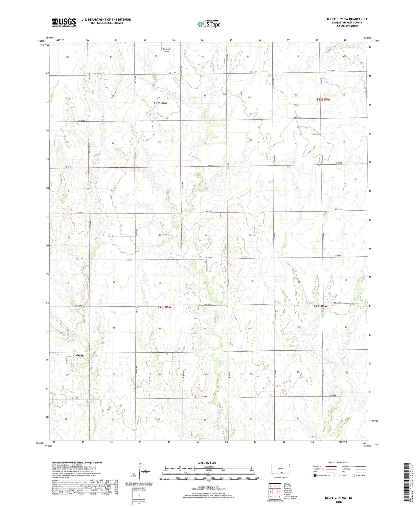 Bluff City NW Kansas US Topo Map Image