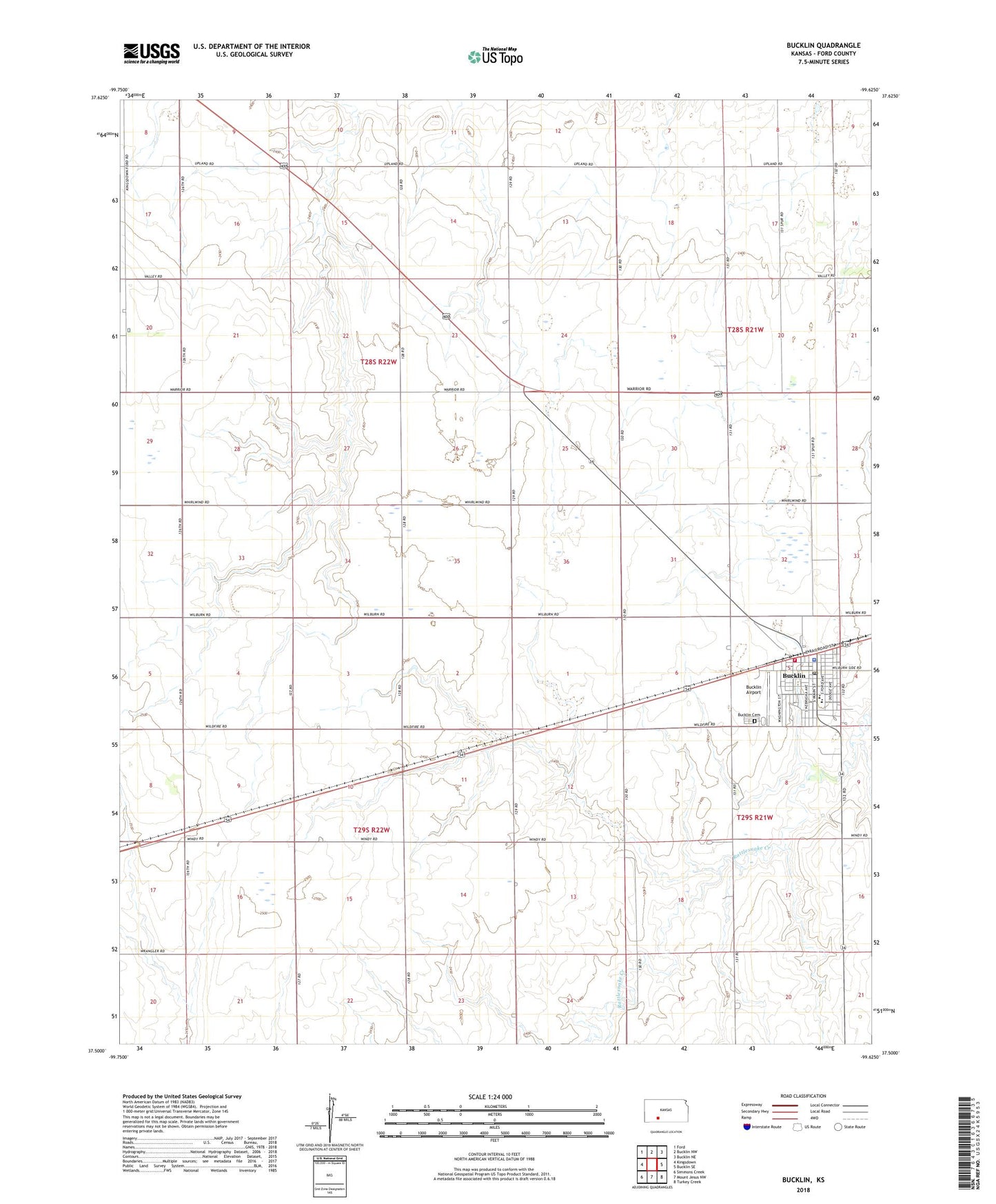 Bucklin Kansas US Topo Map Image