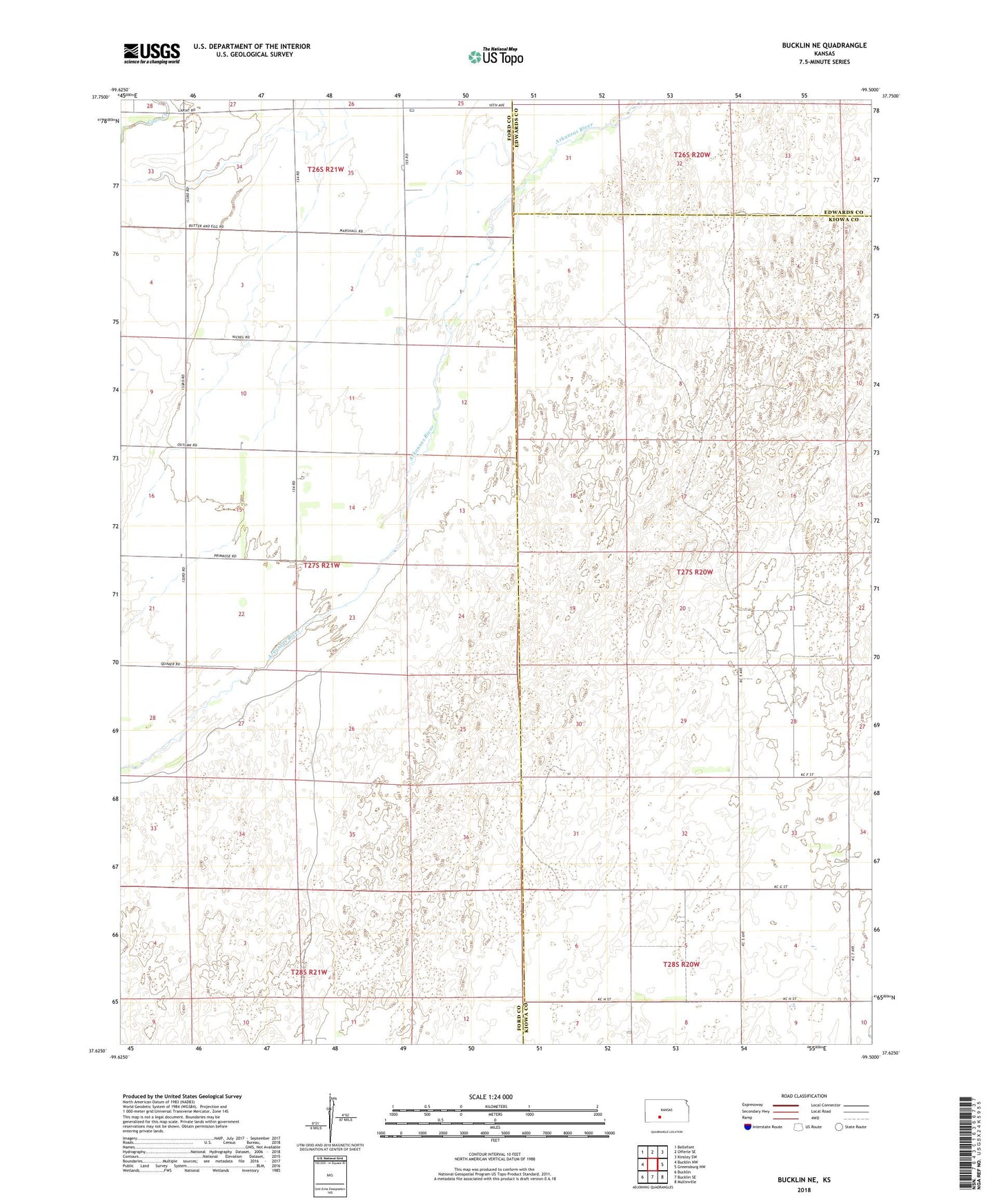 Bucklin NE Kansas US Topo Map Image