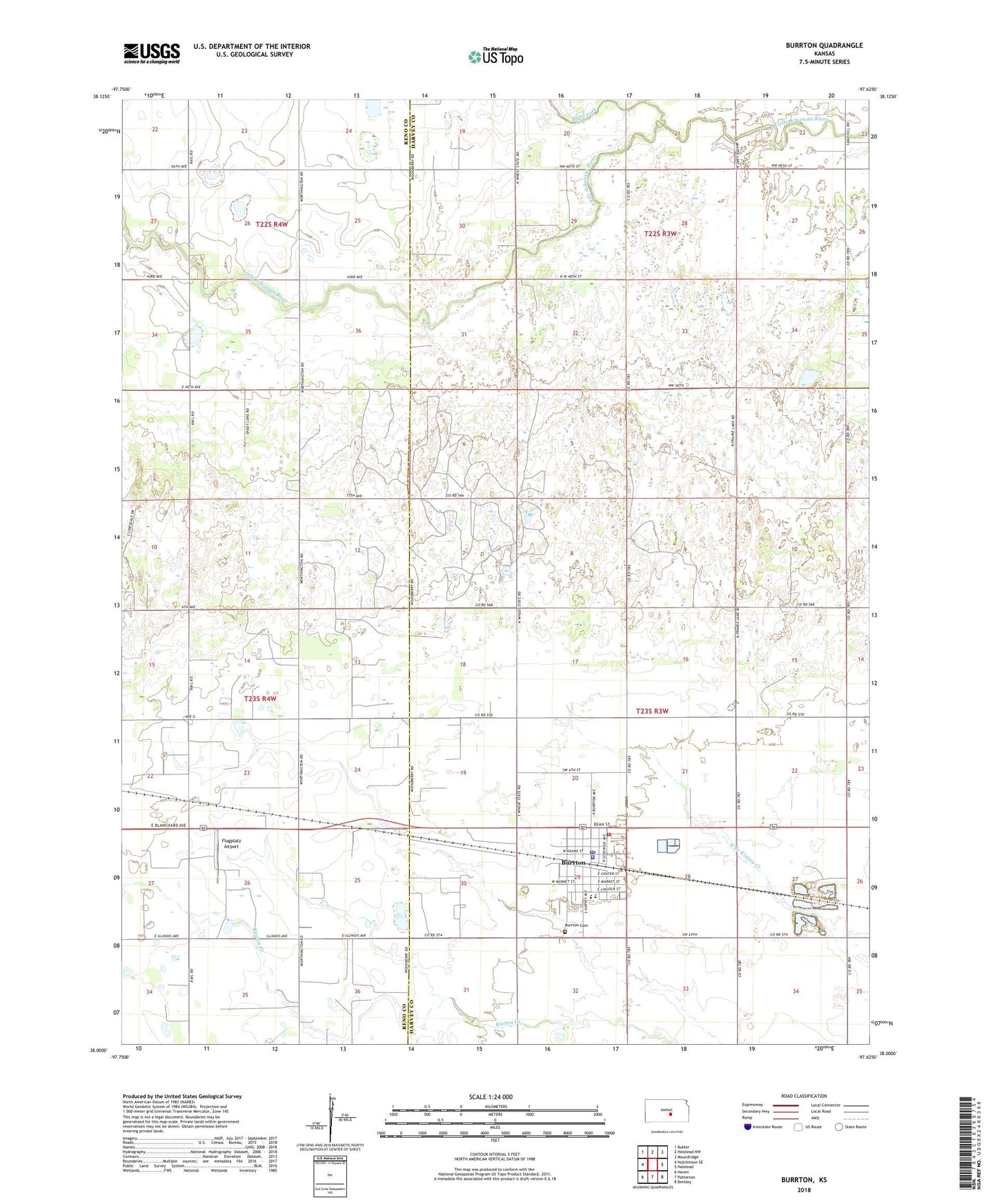 Burrton Kansas US Topo Map Image