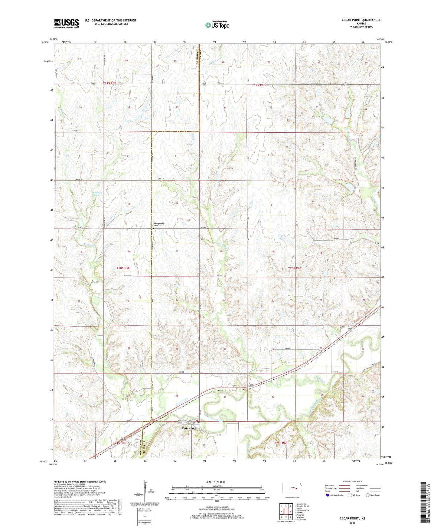 Cedar Point Kansas US Topo Map Image