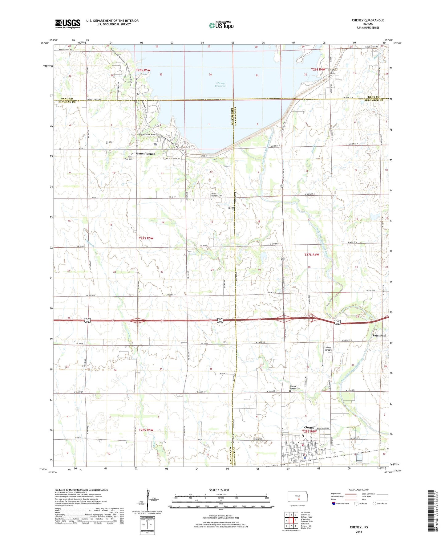 Cheney Kansas US Topo Map Image