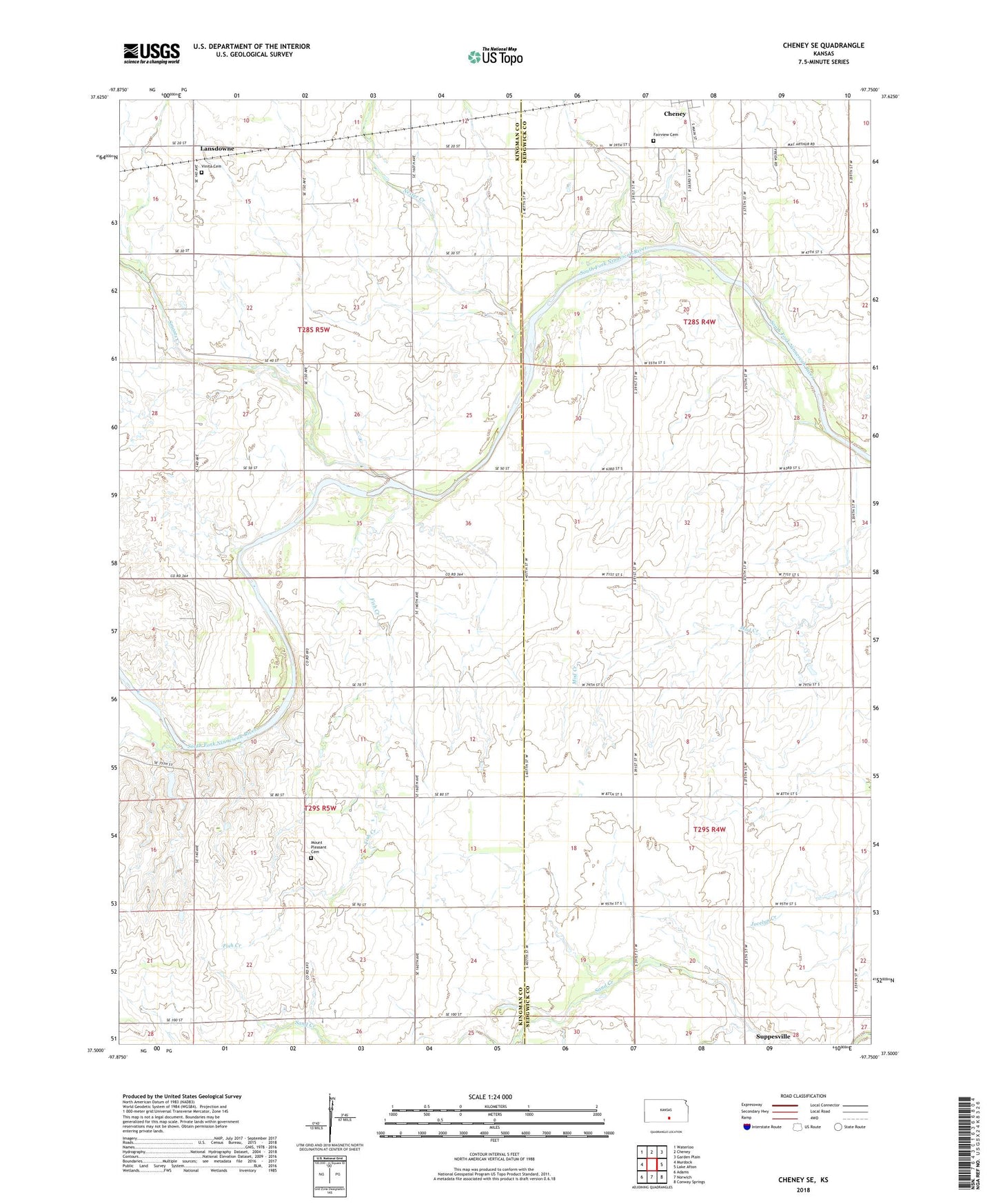 Cheney SE Kansas US Topo Map Image