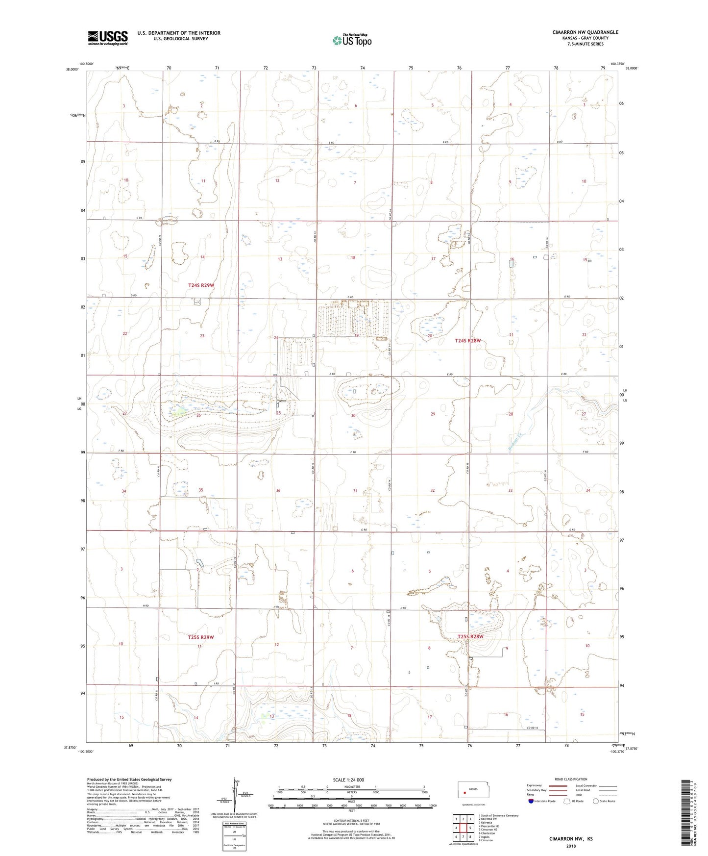 Cimarron NW Kansas US Topo Map Image