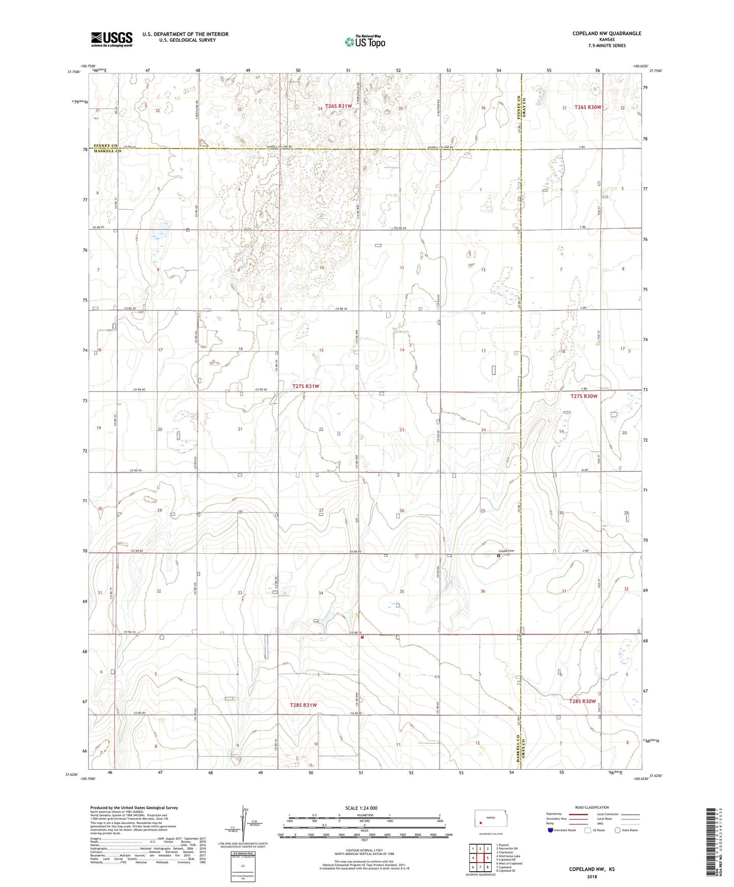 Copeland NW Kansas US Topo Map Image