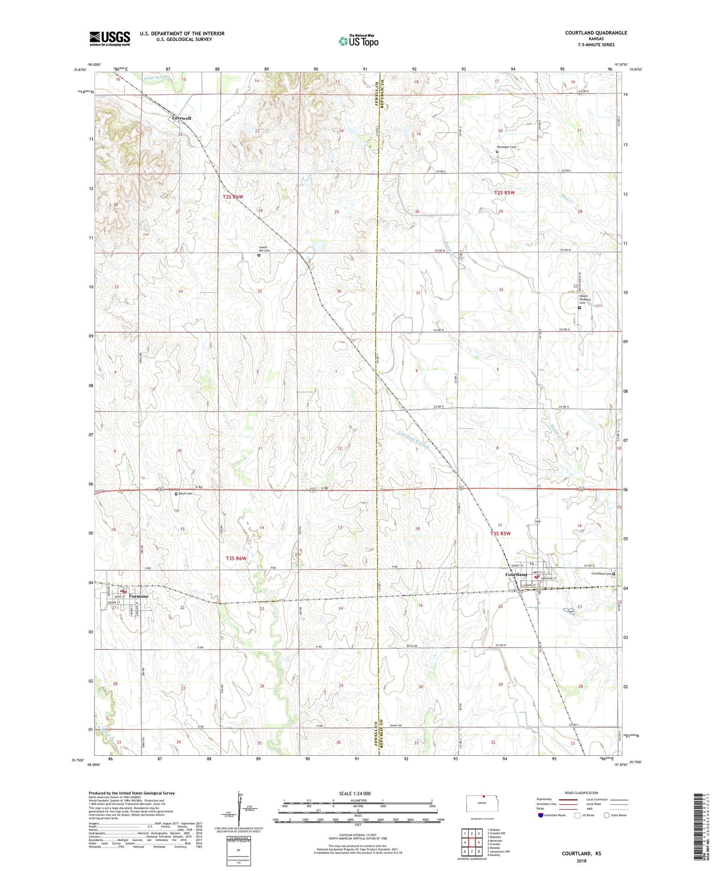 Courtland Kansas US Topo Map Image