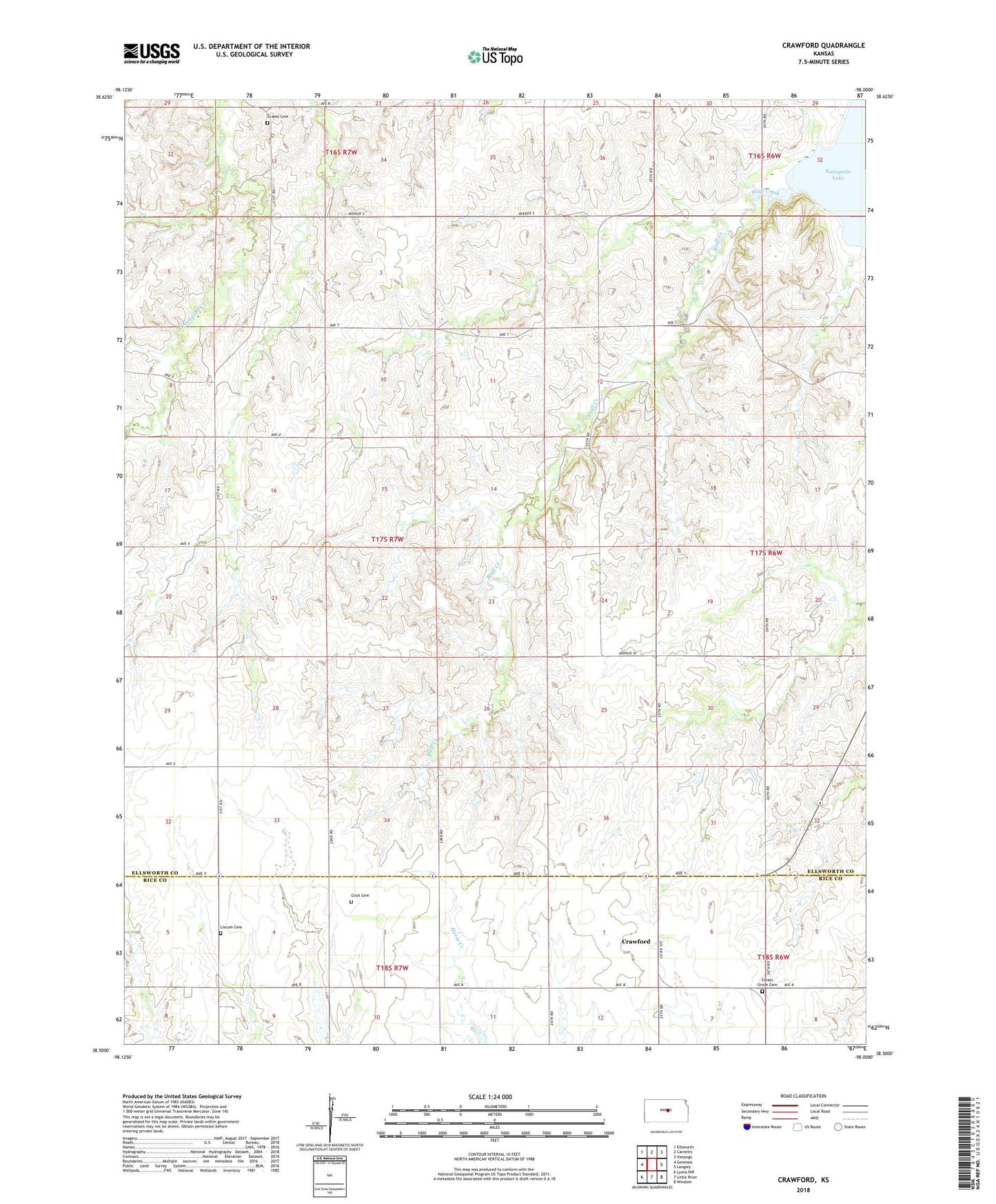 Crawford Kansas US Topo Map Image