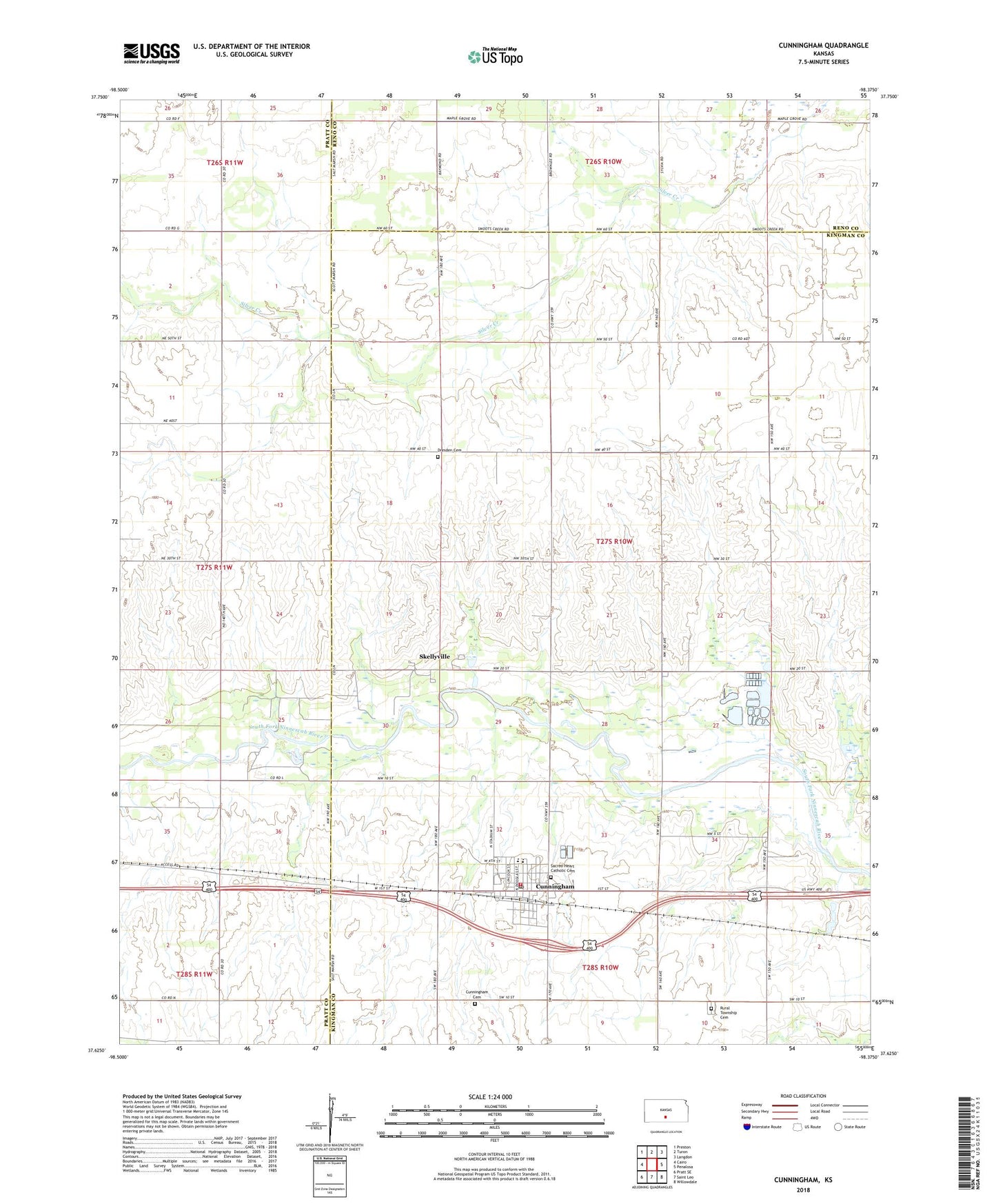 Cunningham Kansas US Topo Map Image