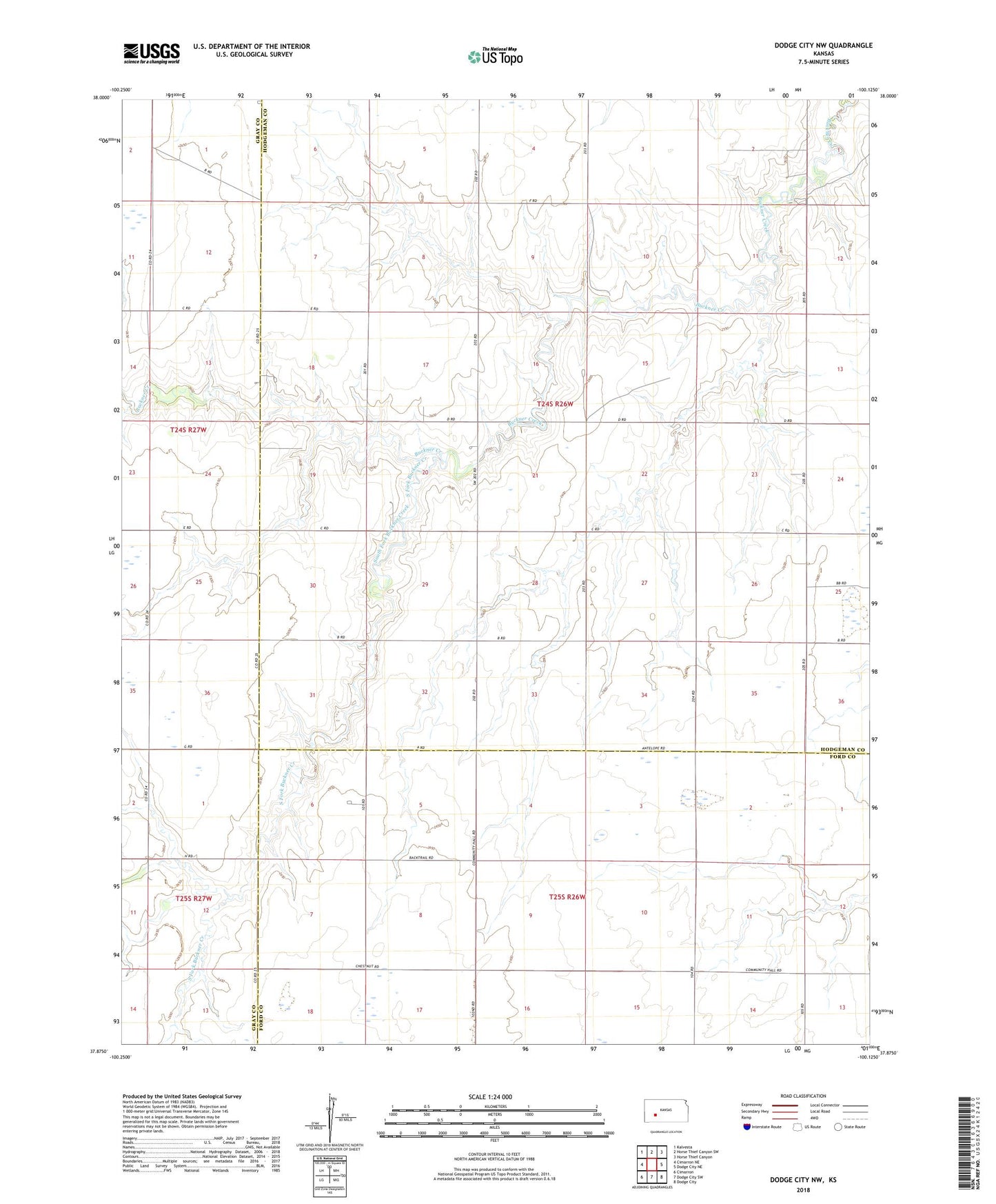 Dodge City NW Kansas US Topo Map Image