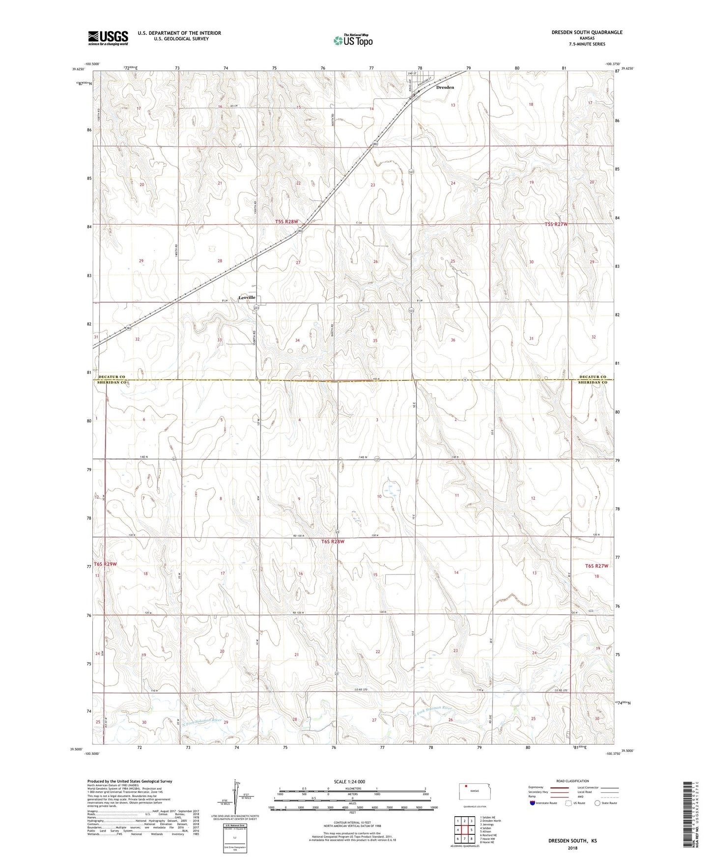 Dresden South Kansas US Topo Map Image