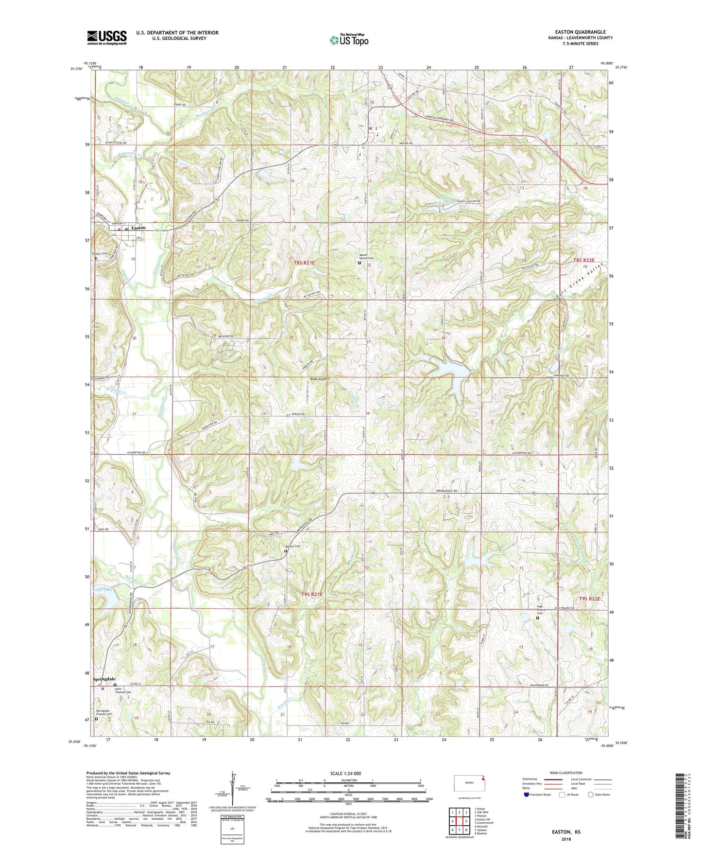 Easton Kansas US Topo Map Image