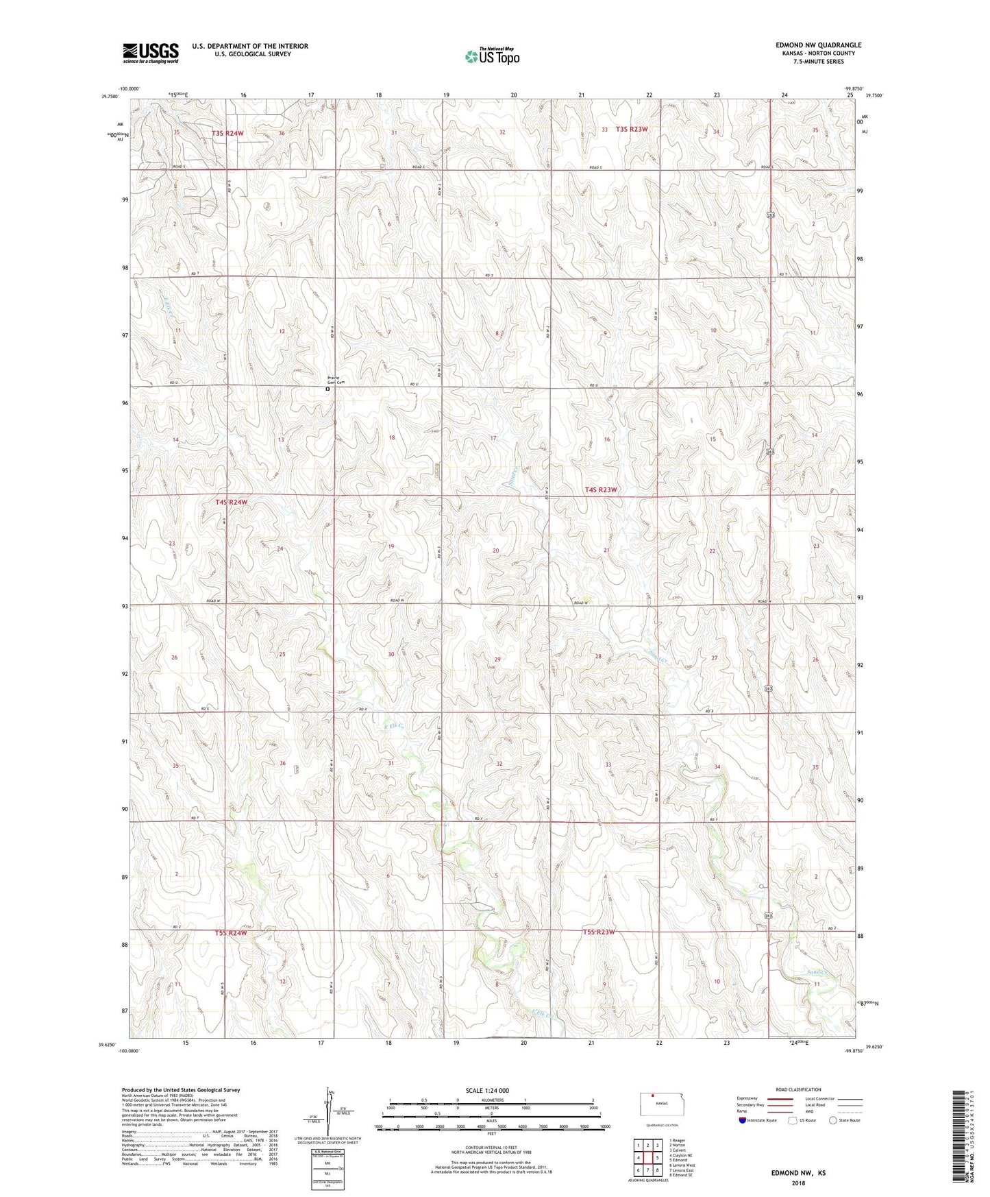Edmond NW Kansas US Topo Map Image