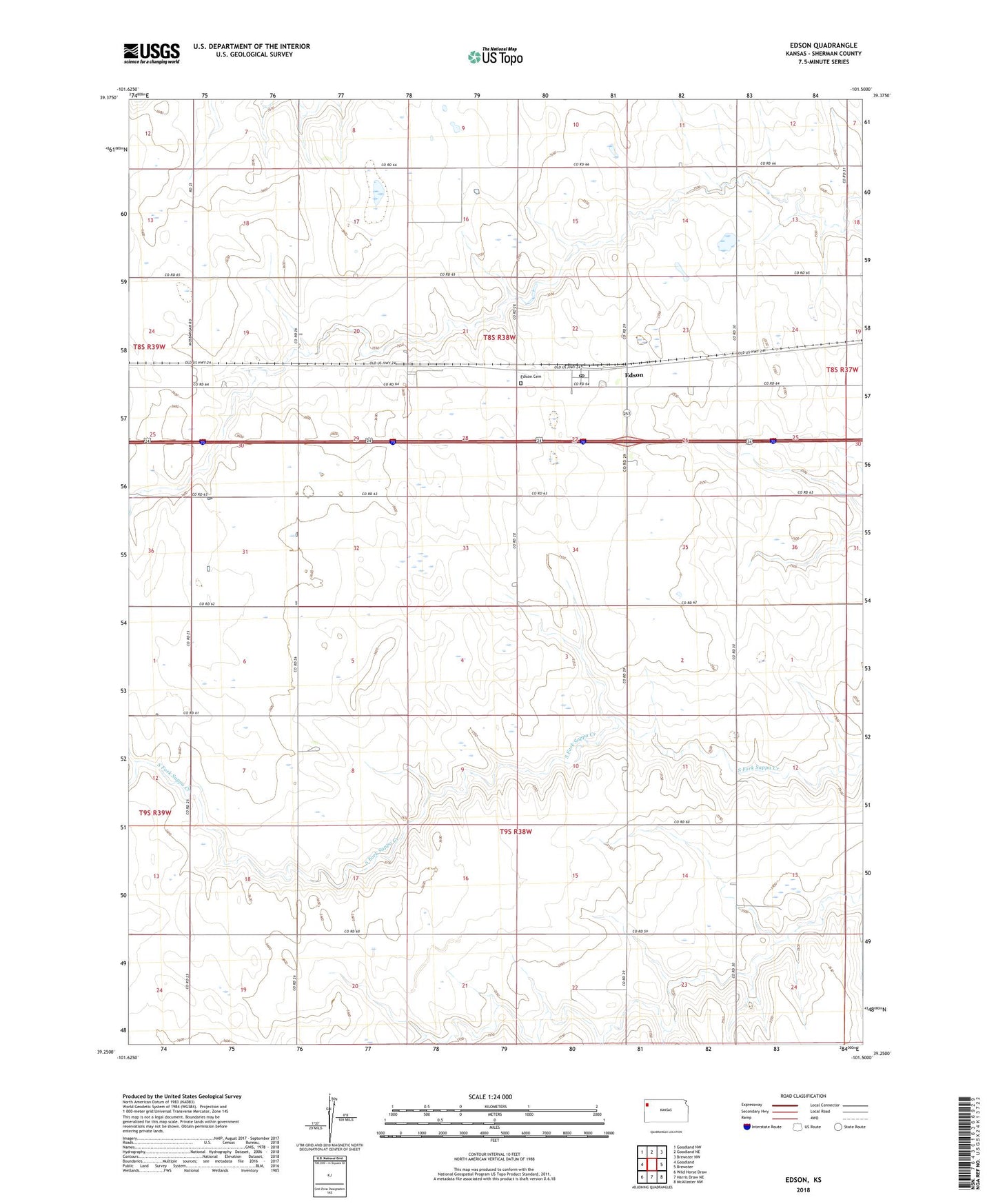 Edson Kansas US Topo Map Image
