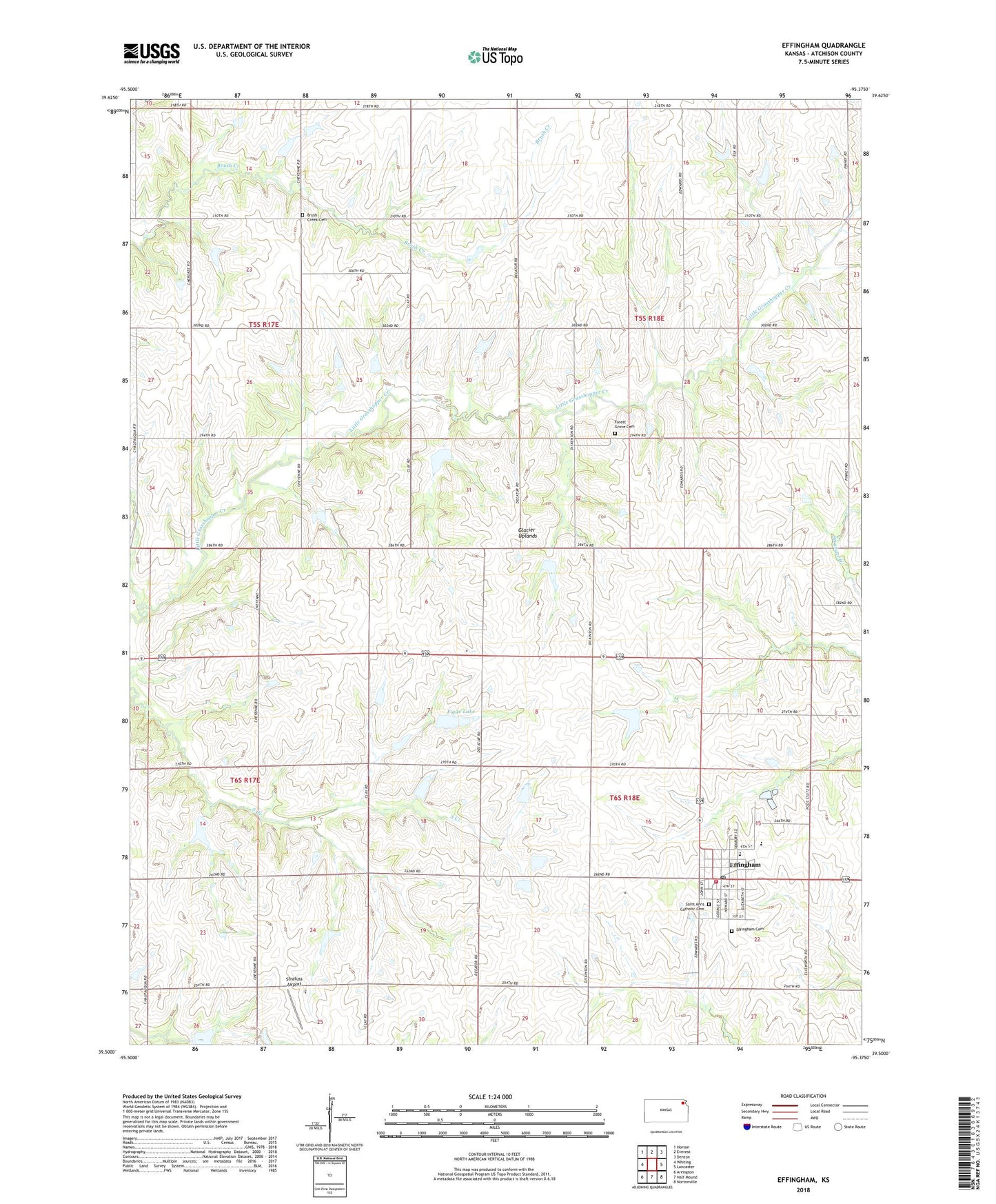 Effingham Kansas US Topo Map Image