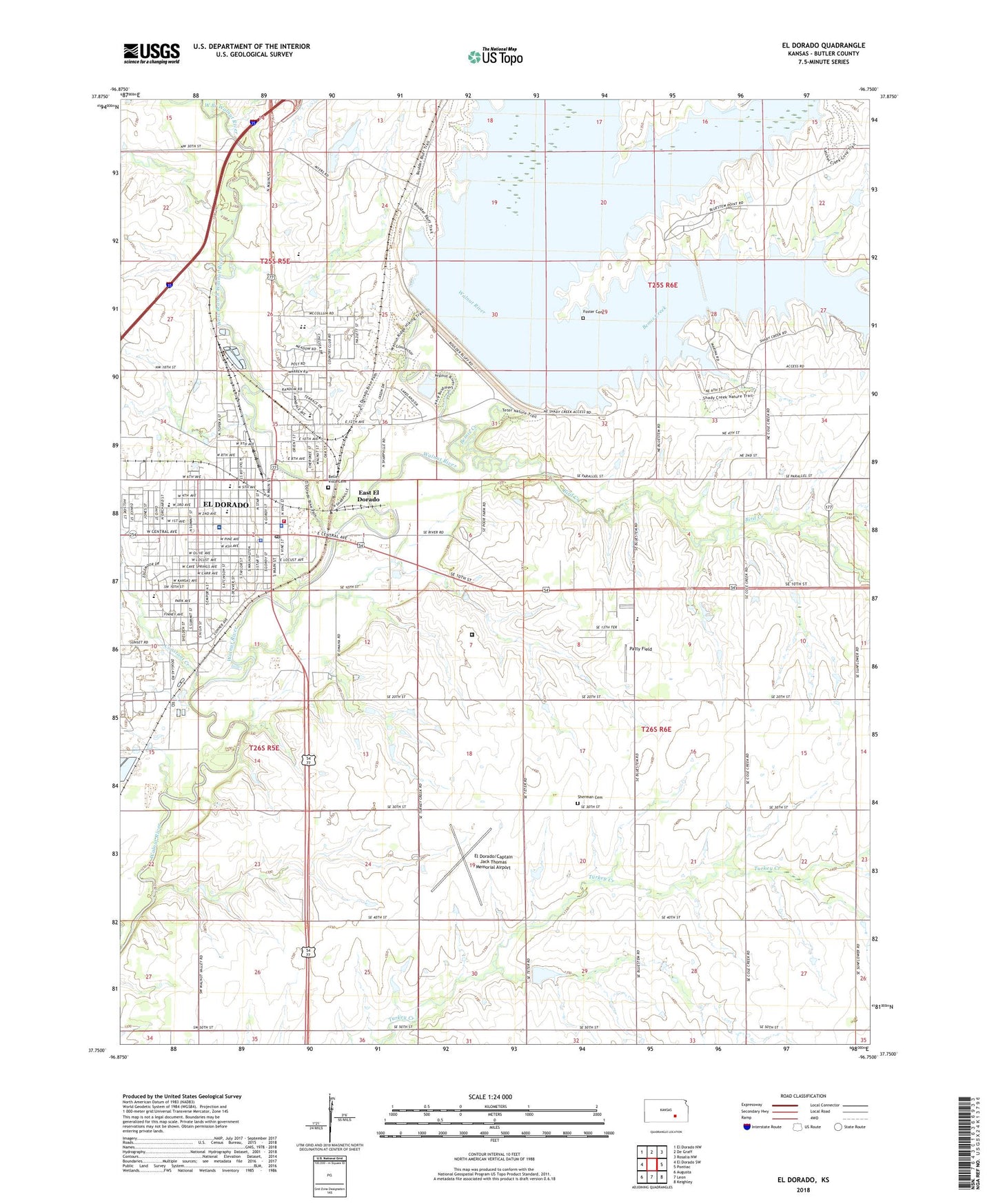 El Dorado Kansas US Topo Map Image