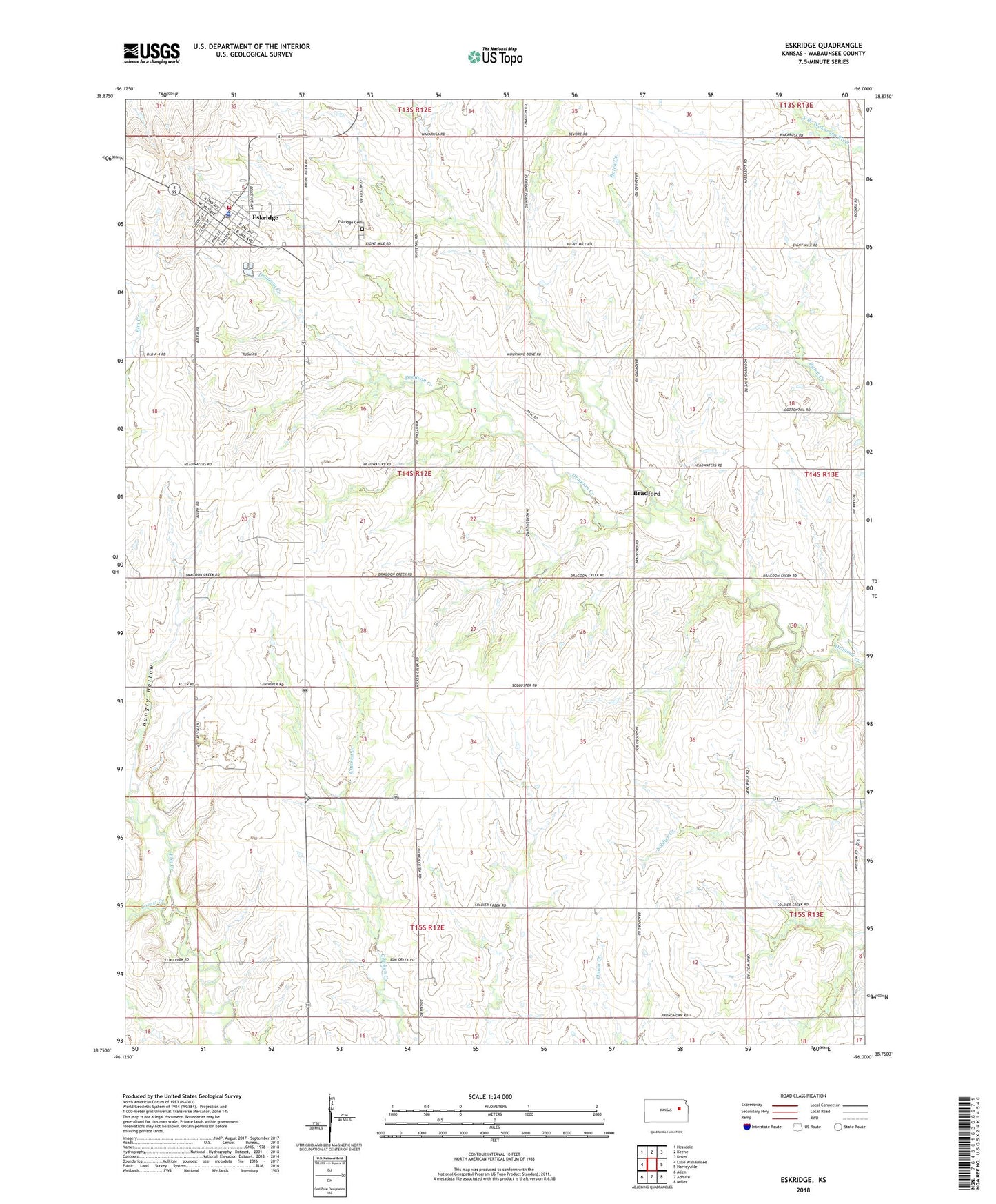 Eskridge Kansas US Topo Map Image