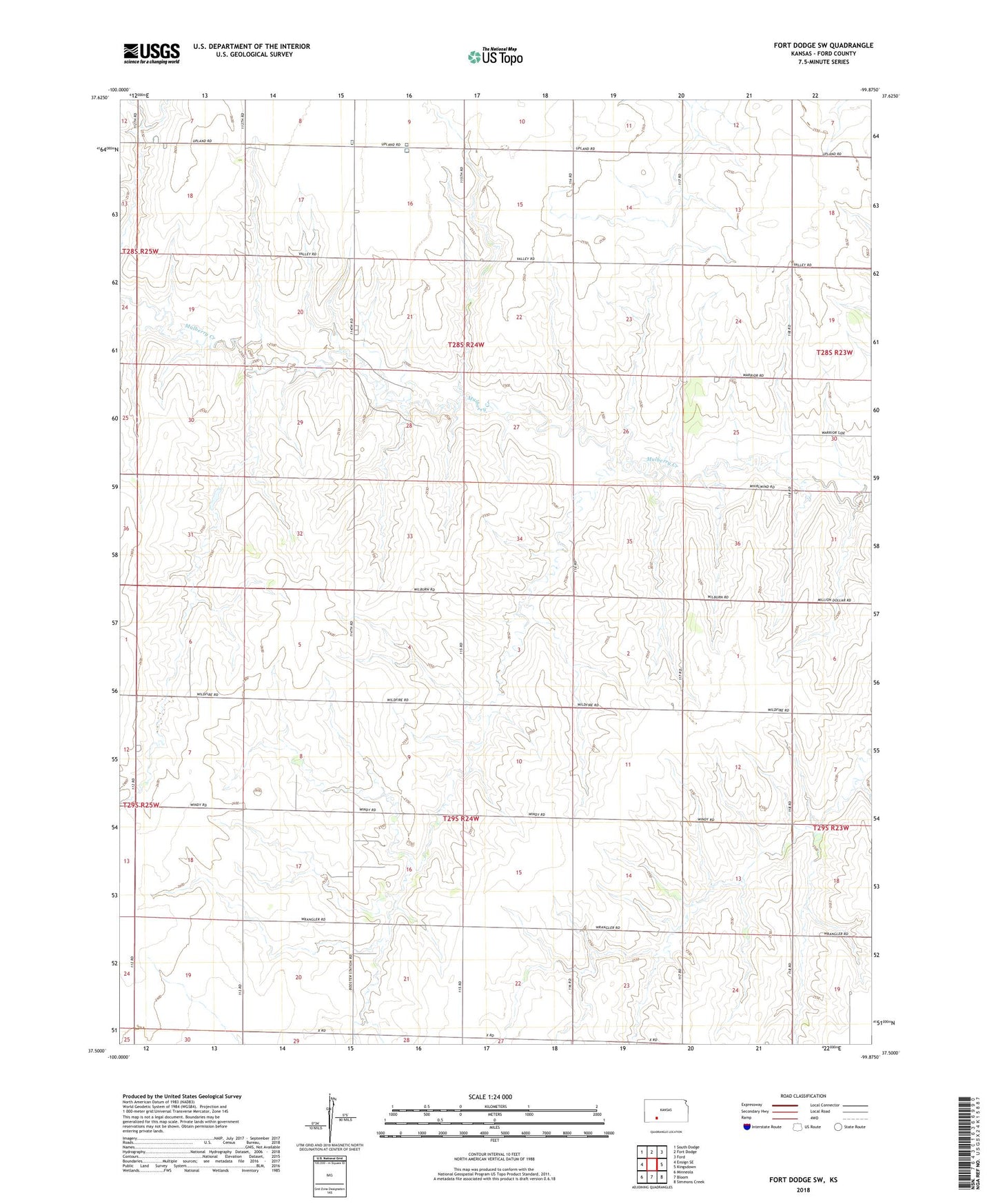 Fort Dodge SW Kansas US Topo Map Image