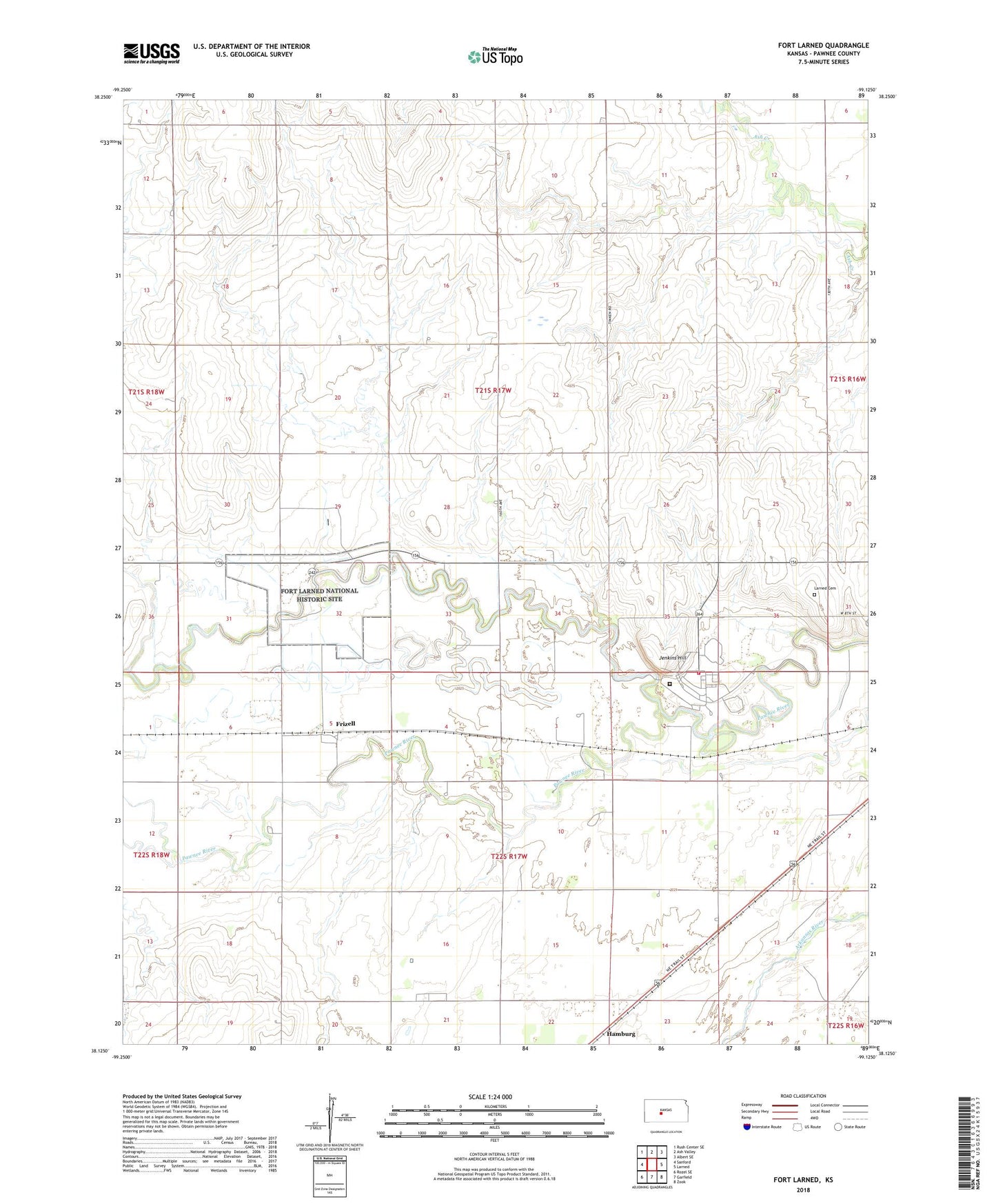 Fort Larned Kansas US Topo Map Image