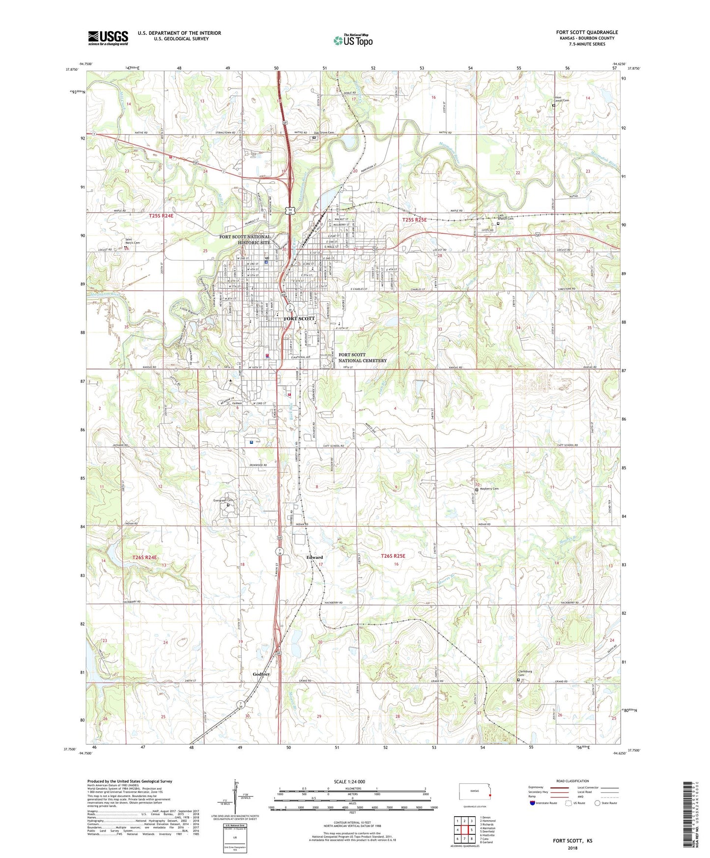 Fort Scott Kansas US Topo Map Image