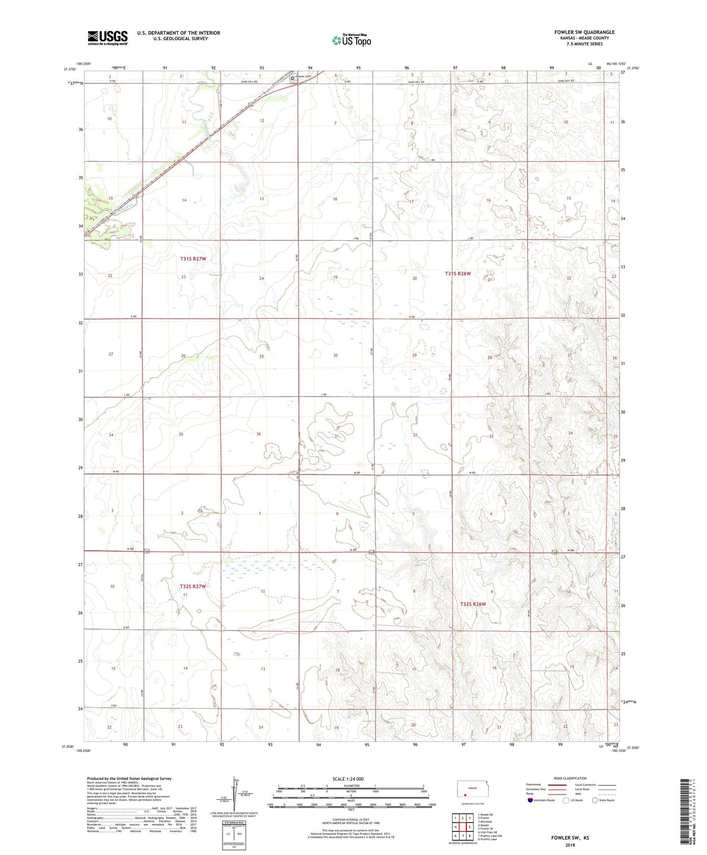 Fowler SW Kansas US Topo Map Image