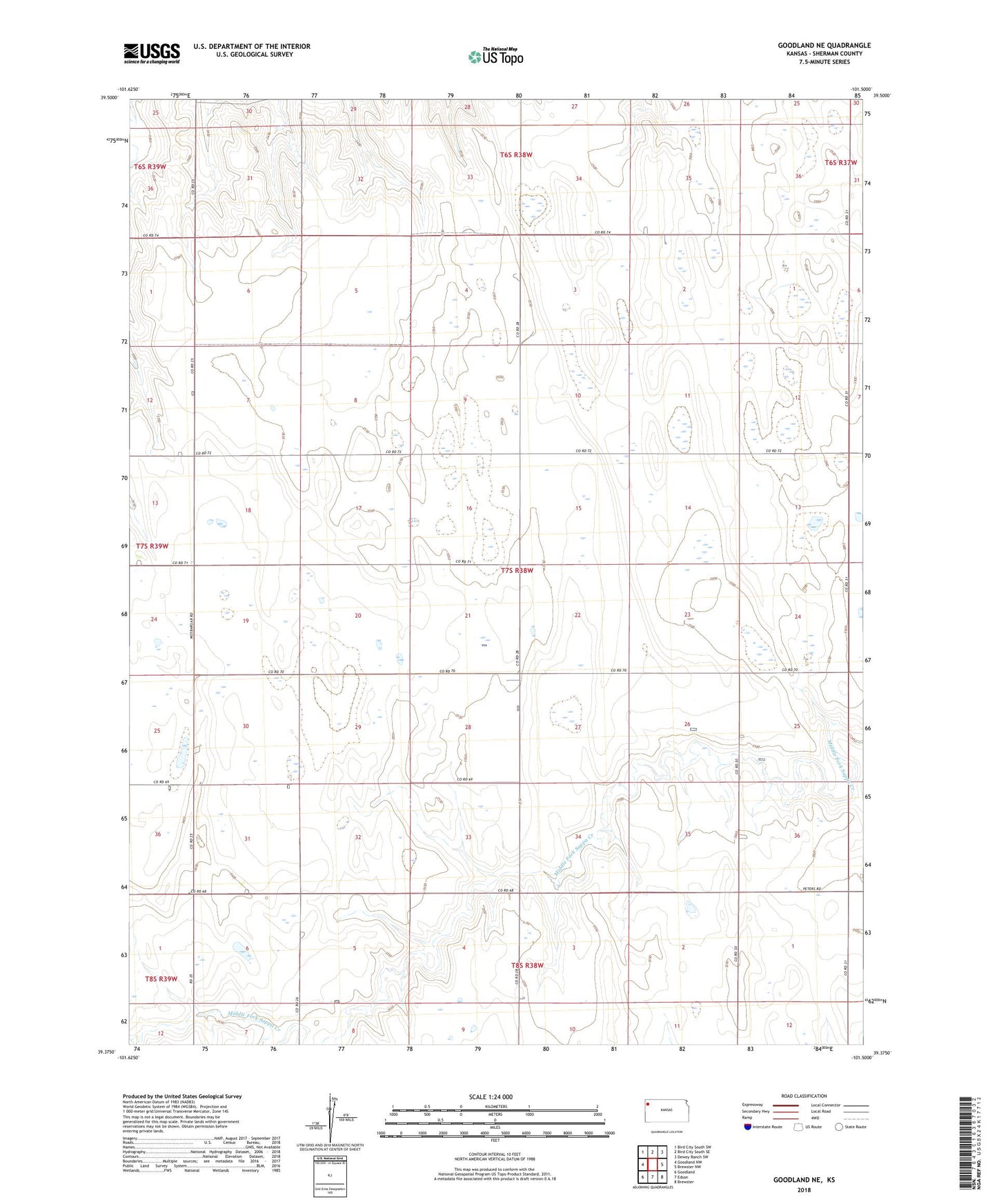 Goodland NE Kansas US Topo Map Image