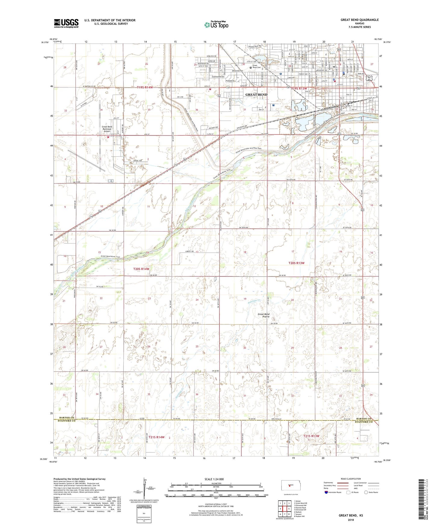 Great Bend Kansas US Topo Map Image