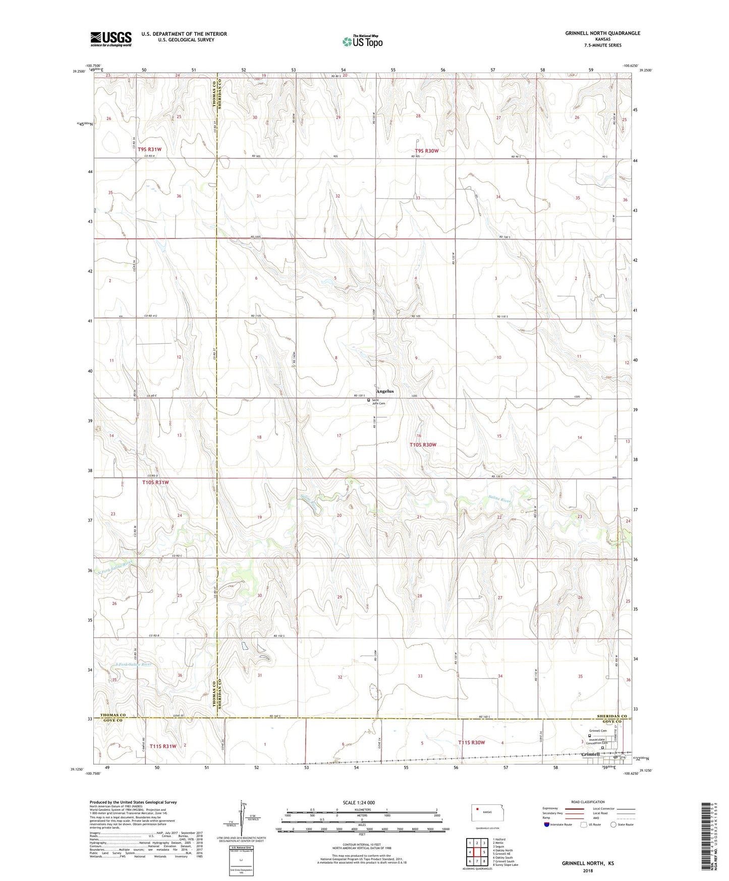 Grinnell North Kansas US Topo Map Image