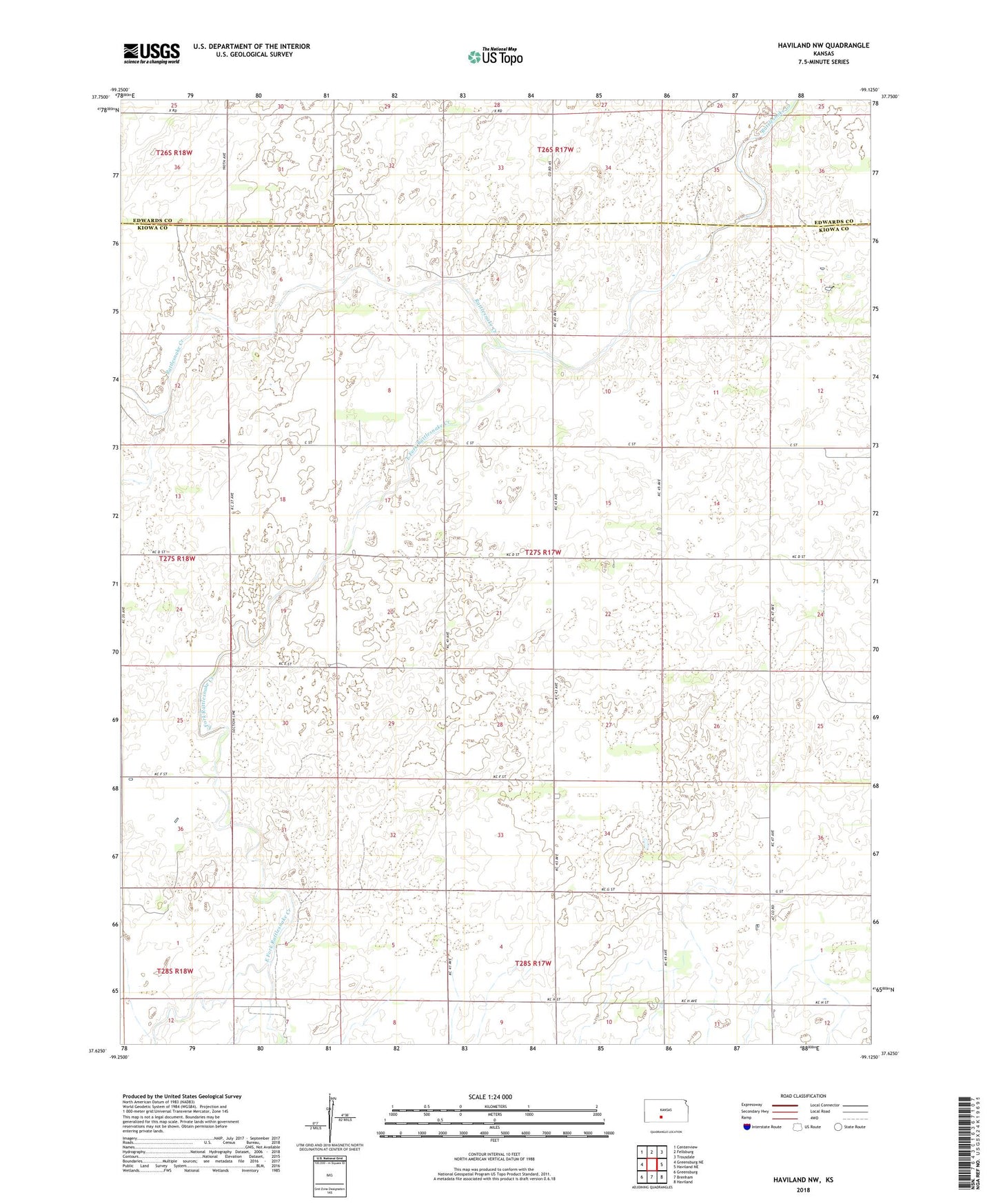 Haviland NW Kansas US Topo Map Image
