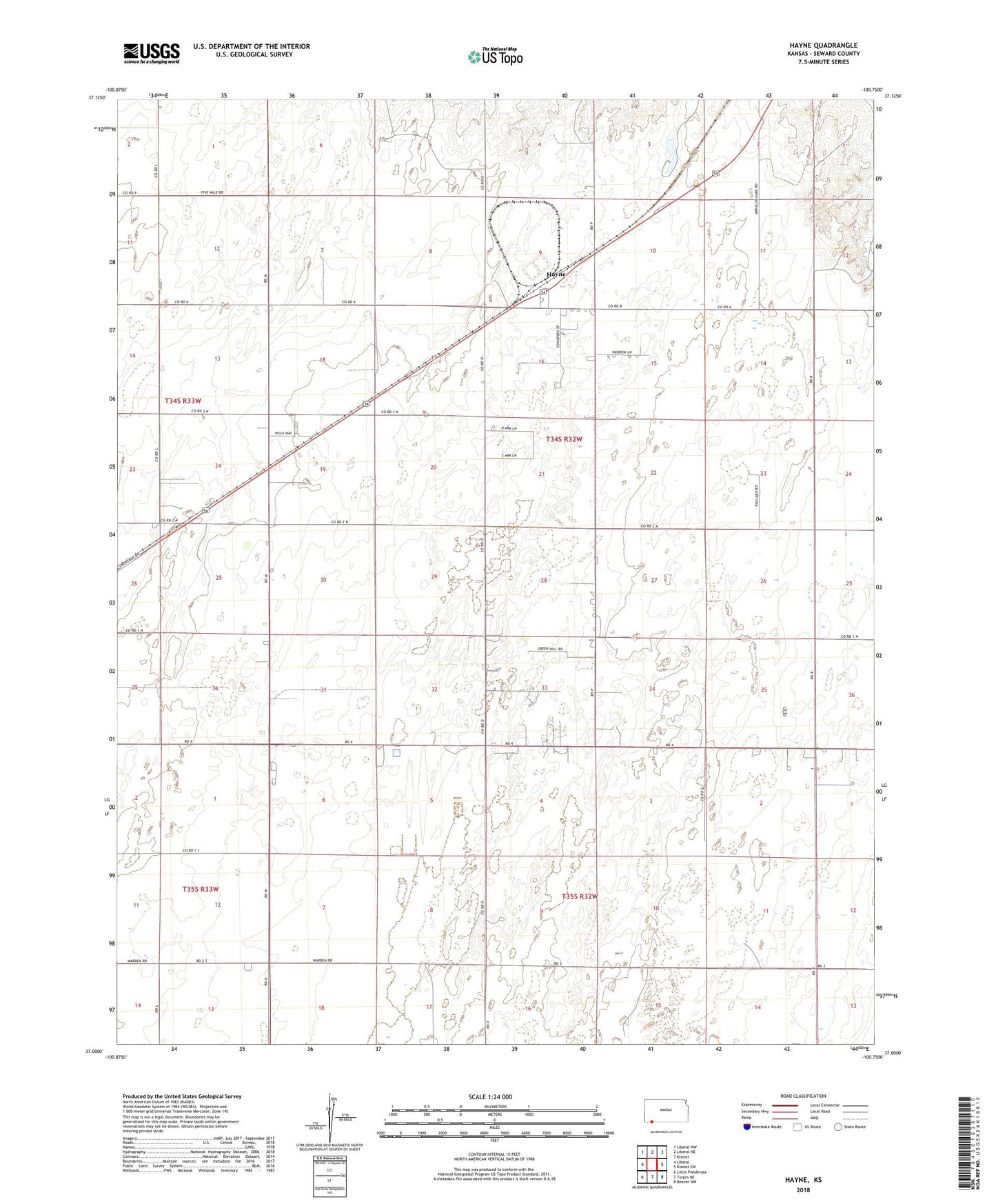 Hayne Kansas US Topo Map Image