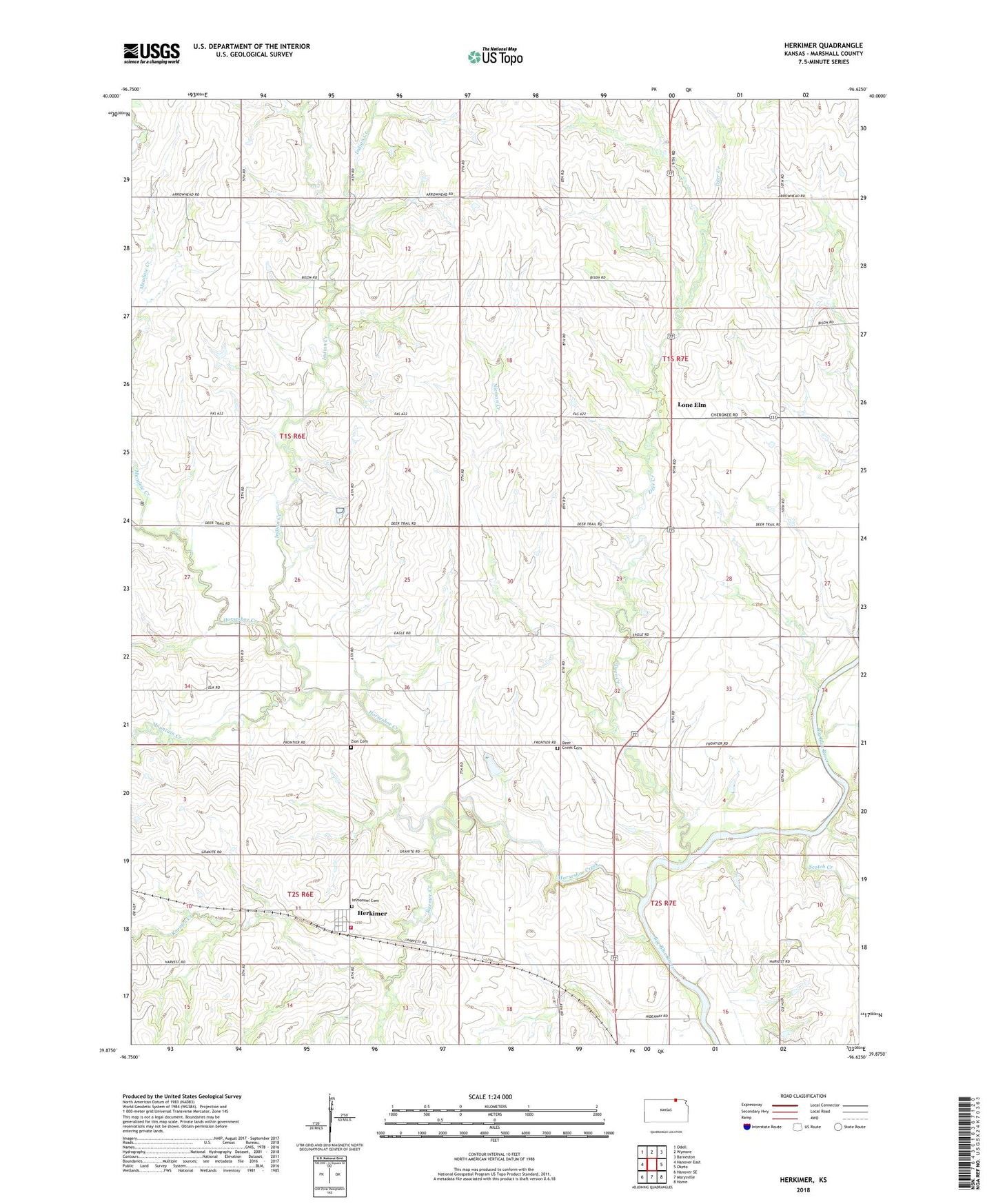 Herkimer Kansas US Topo Map Image