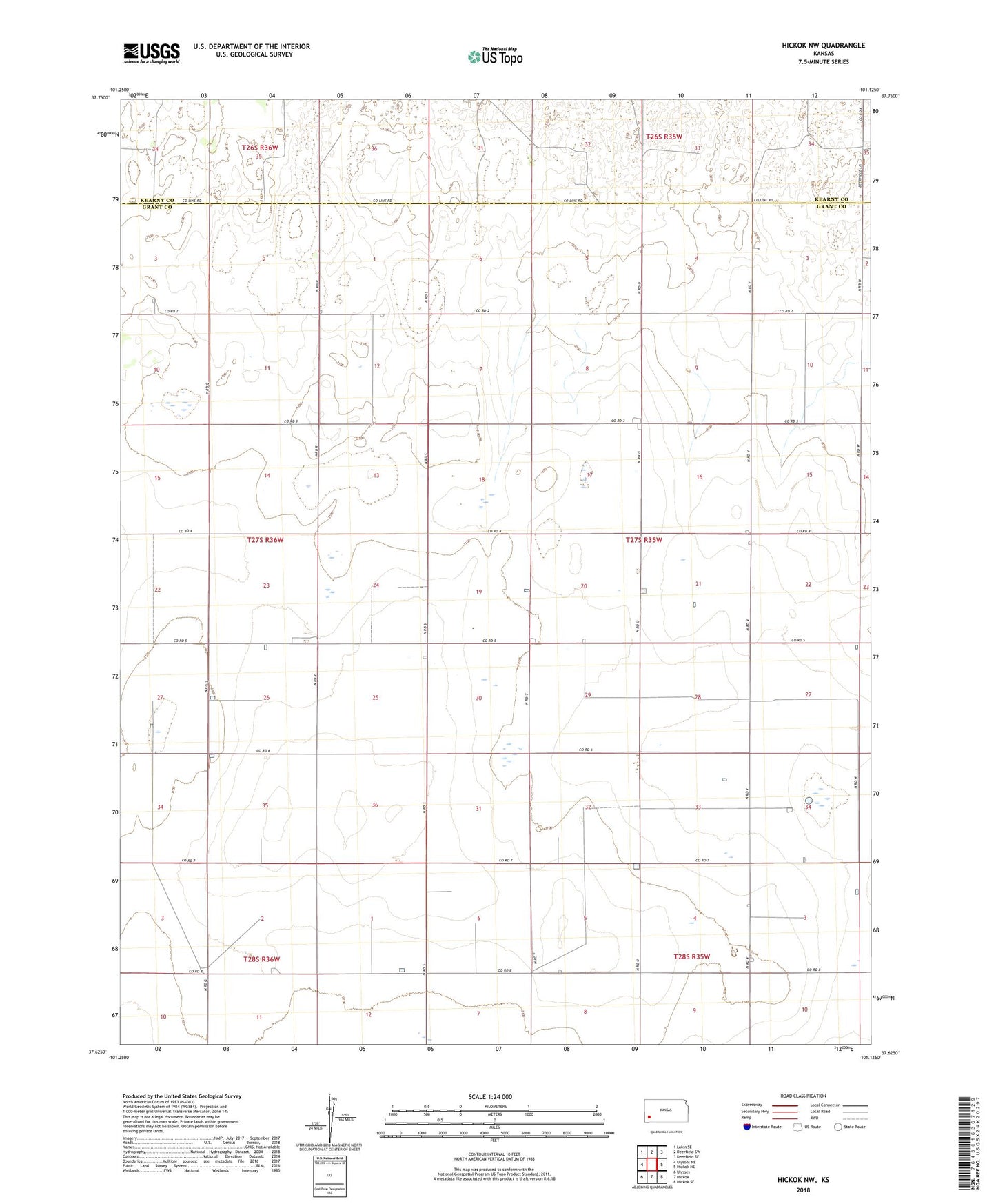 Hickok NW Kansas US Topo Map Image