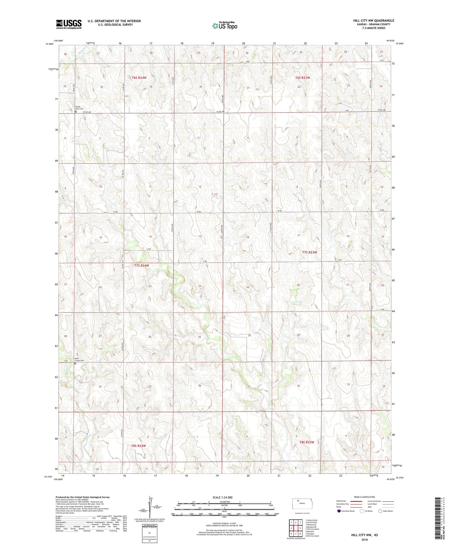 Hill City NW Kansas US Topo Map Image