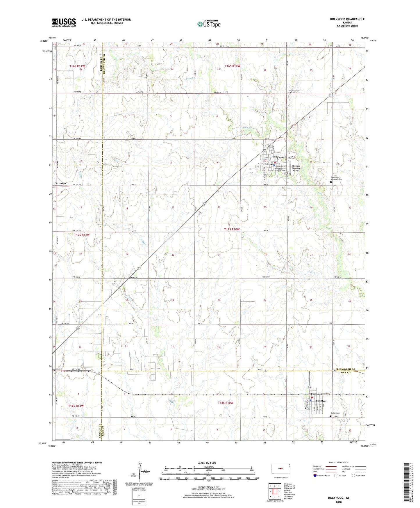 Holyrood Kansas US Topo Map Image