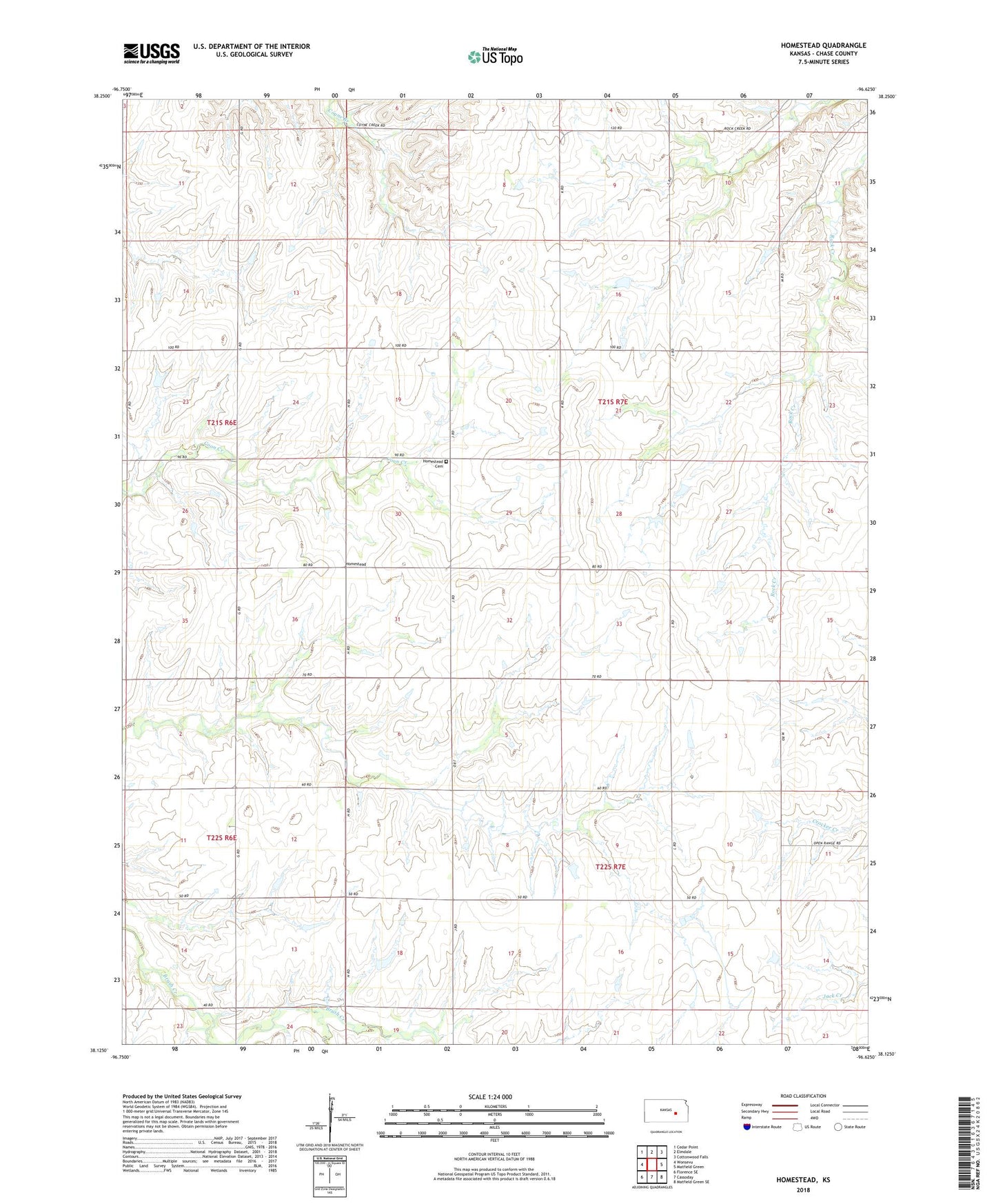 Homestead Kansas US Topo Map Image