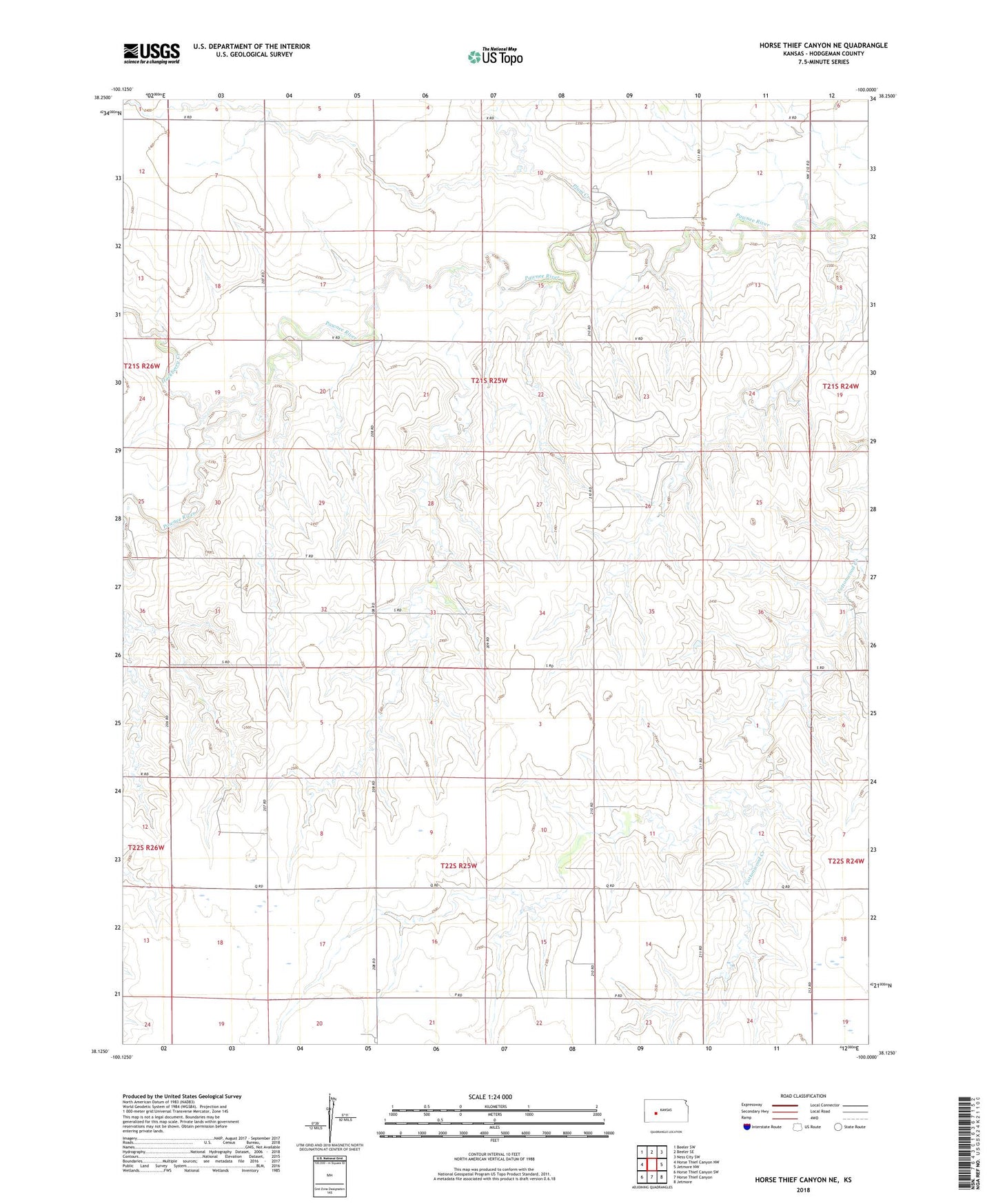 Horse Thief Canyon NE Kansas US Topo Map Image