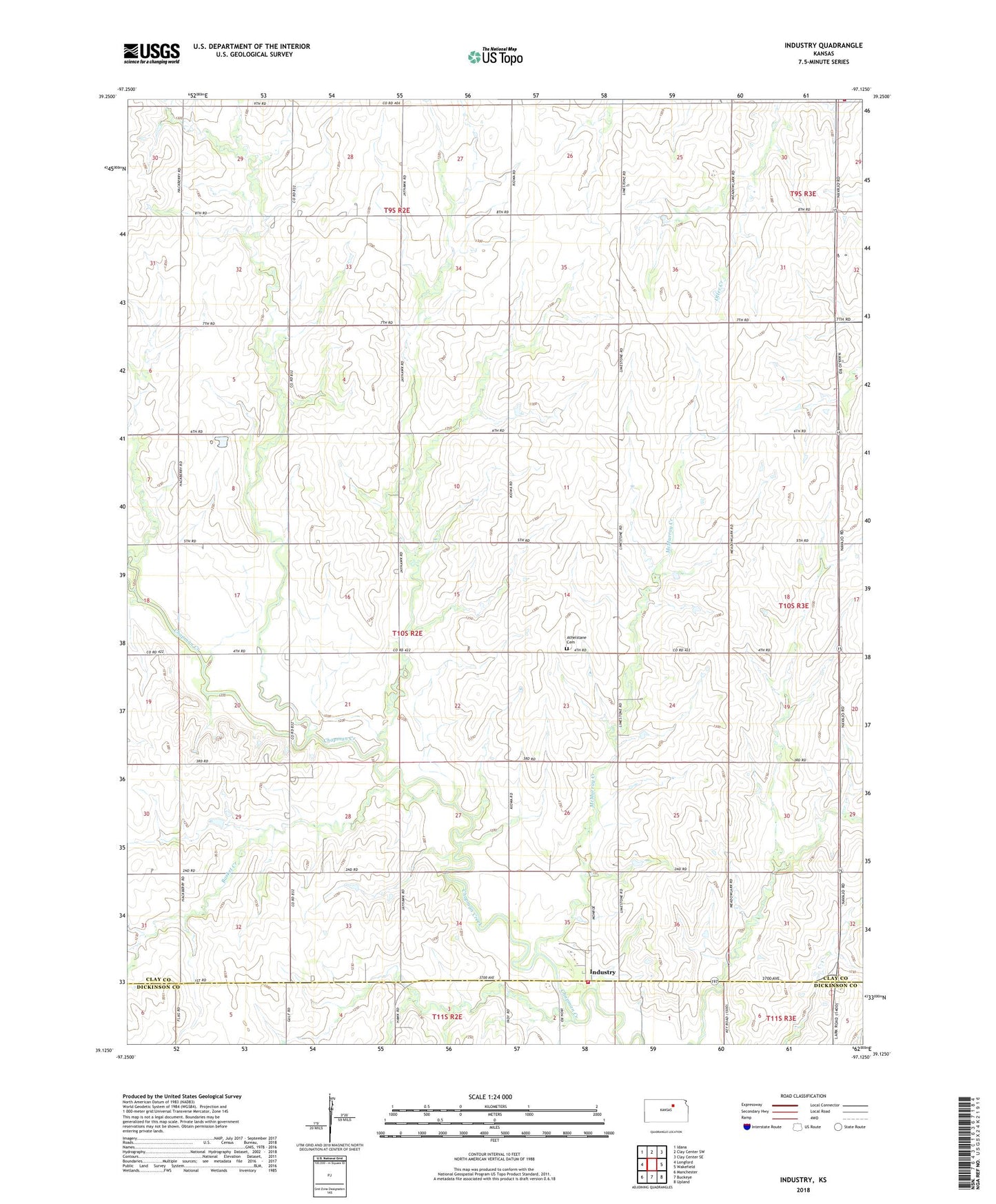 Industry Kansas US Topo Map Image
