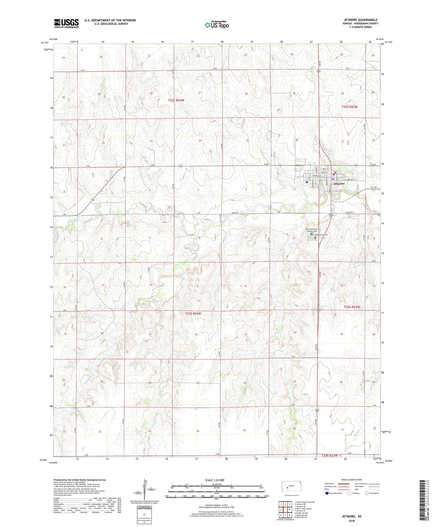Jetmore Kansas US Topo Map Image