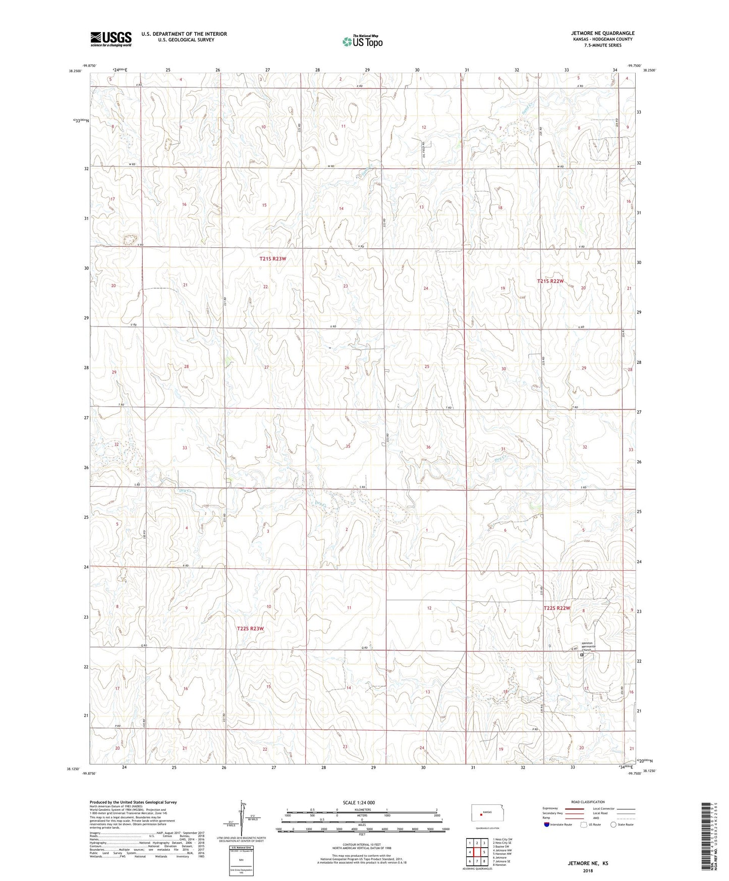 Jetmore NE Kansas US Topo Map Image