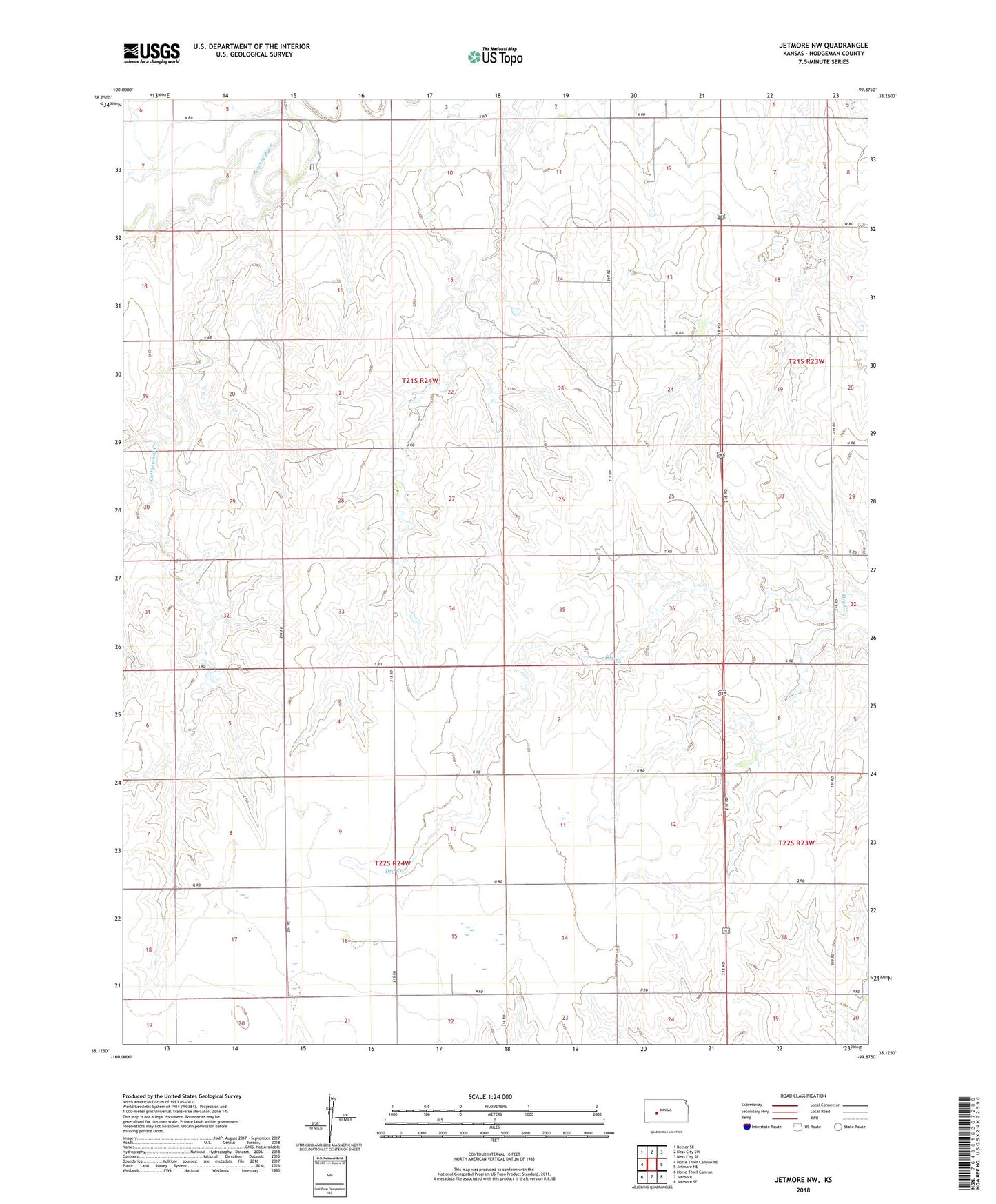 Jetmore NW Kansas US Topo Map Image