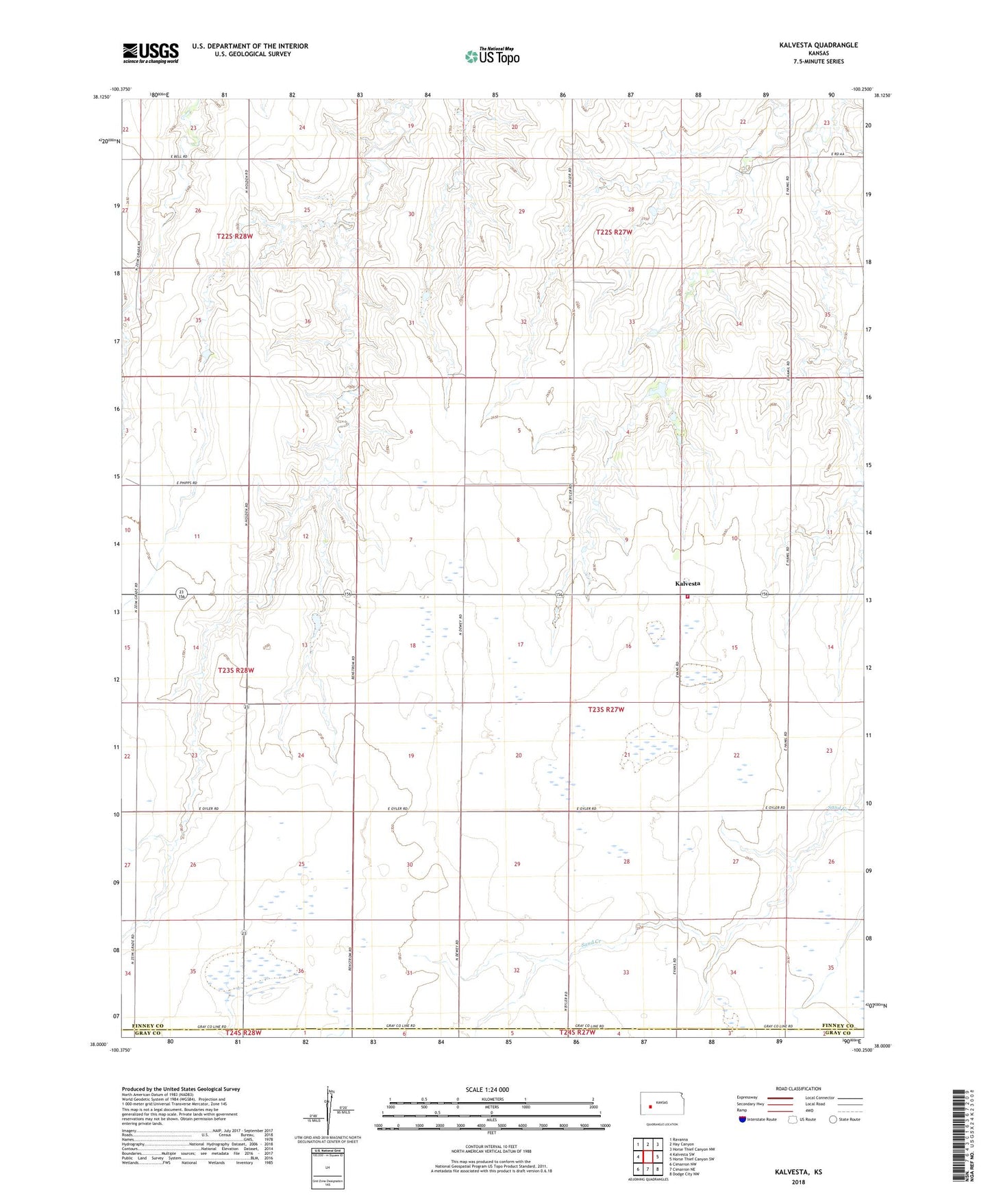 Kalvesta Kansas US Topo Map Image