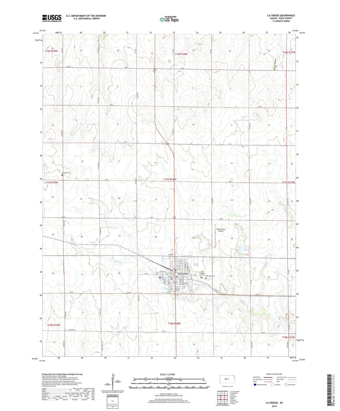 La Crosse Kansas US Topo Map Image
