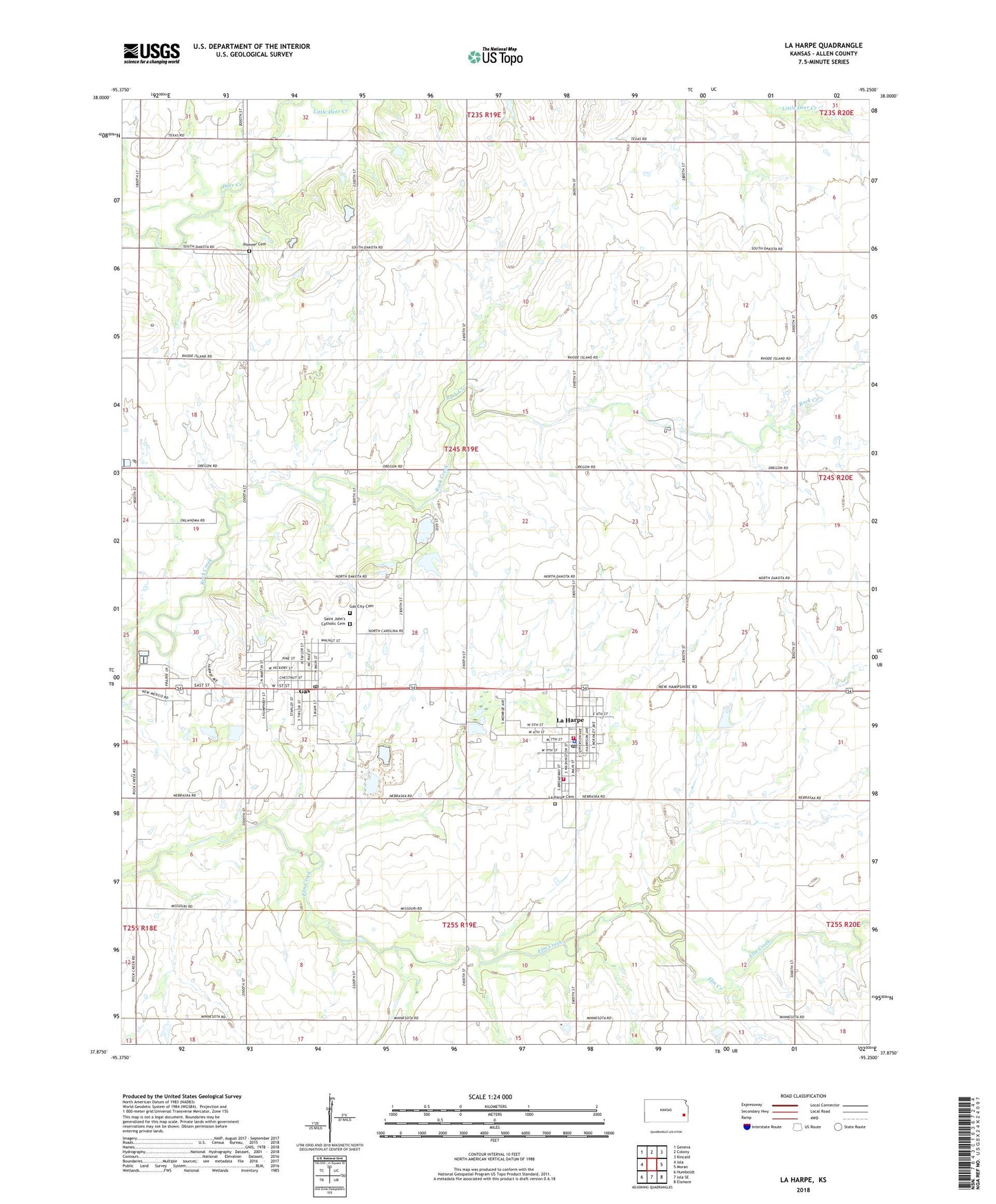 La Harpe Kansas US Topo Map Image