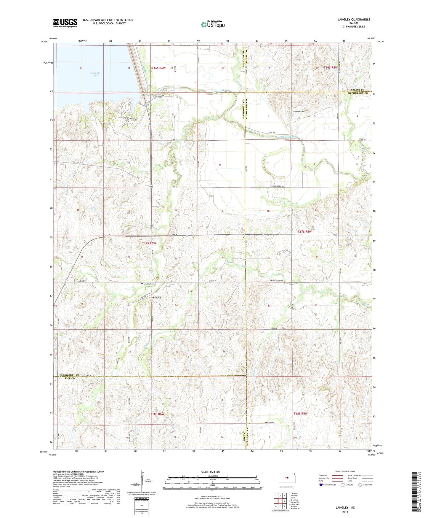 Langley Kansas US Topo Map Image