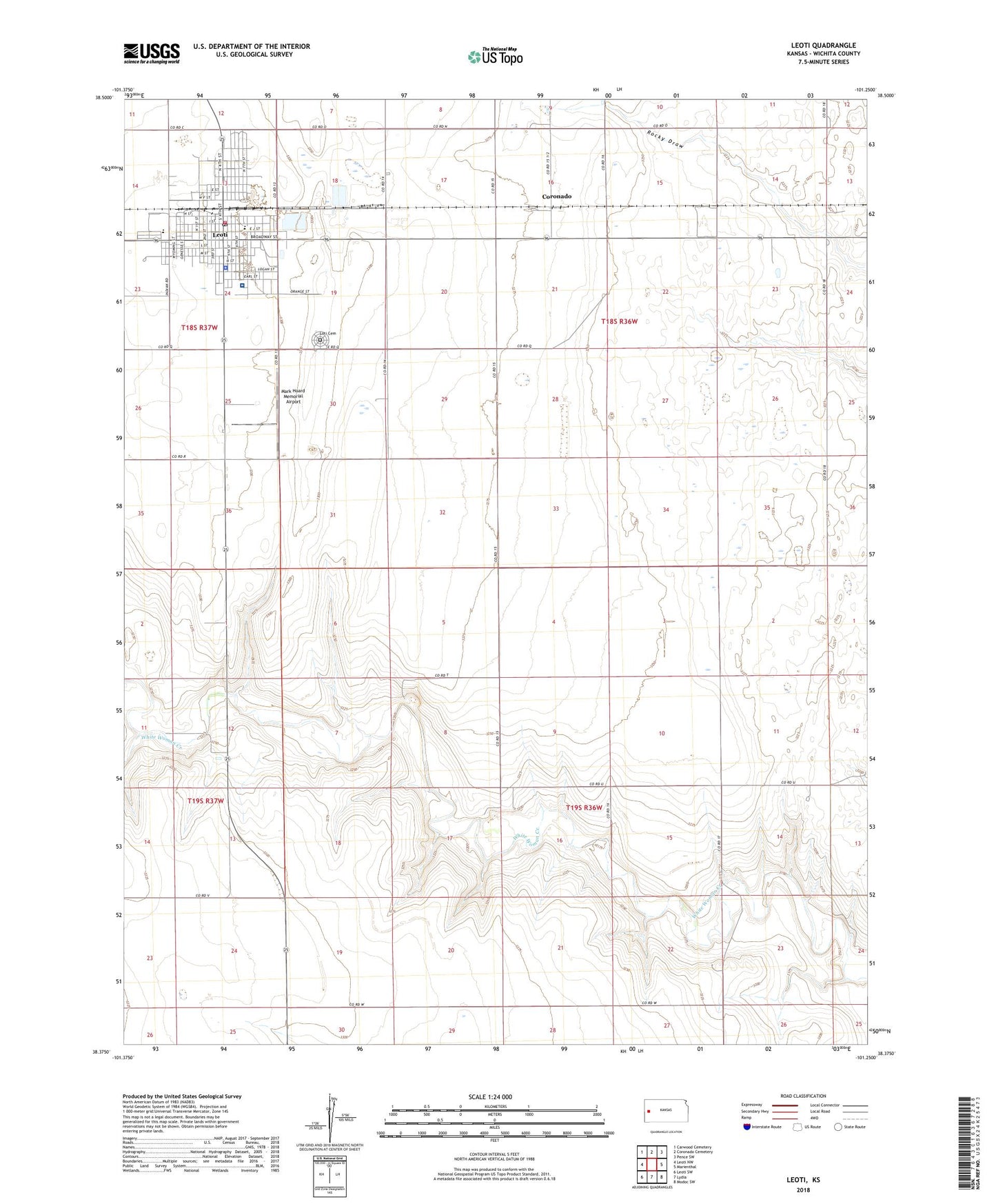 Leoti Kansas US Topo Map Image